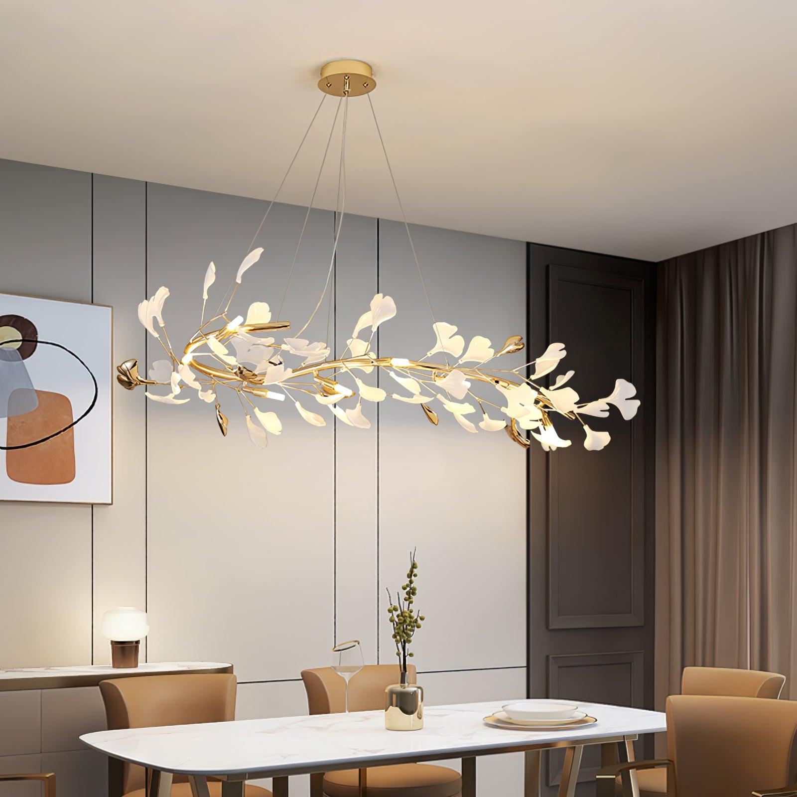 Ovyneth Postmodern Luxury Gingko Metal Ceramics Chandelier - Letslighting