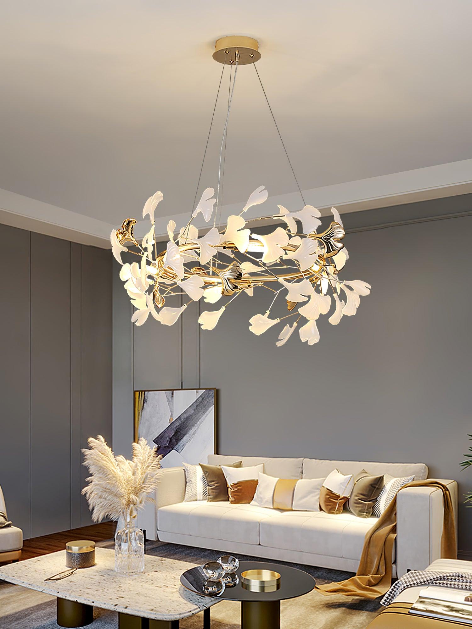Ovyneth Postmodern Luxury Gingko Metal Ceramics Chandelier - Letslighting