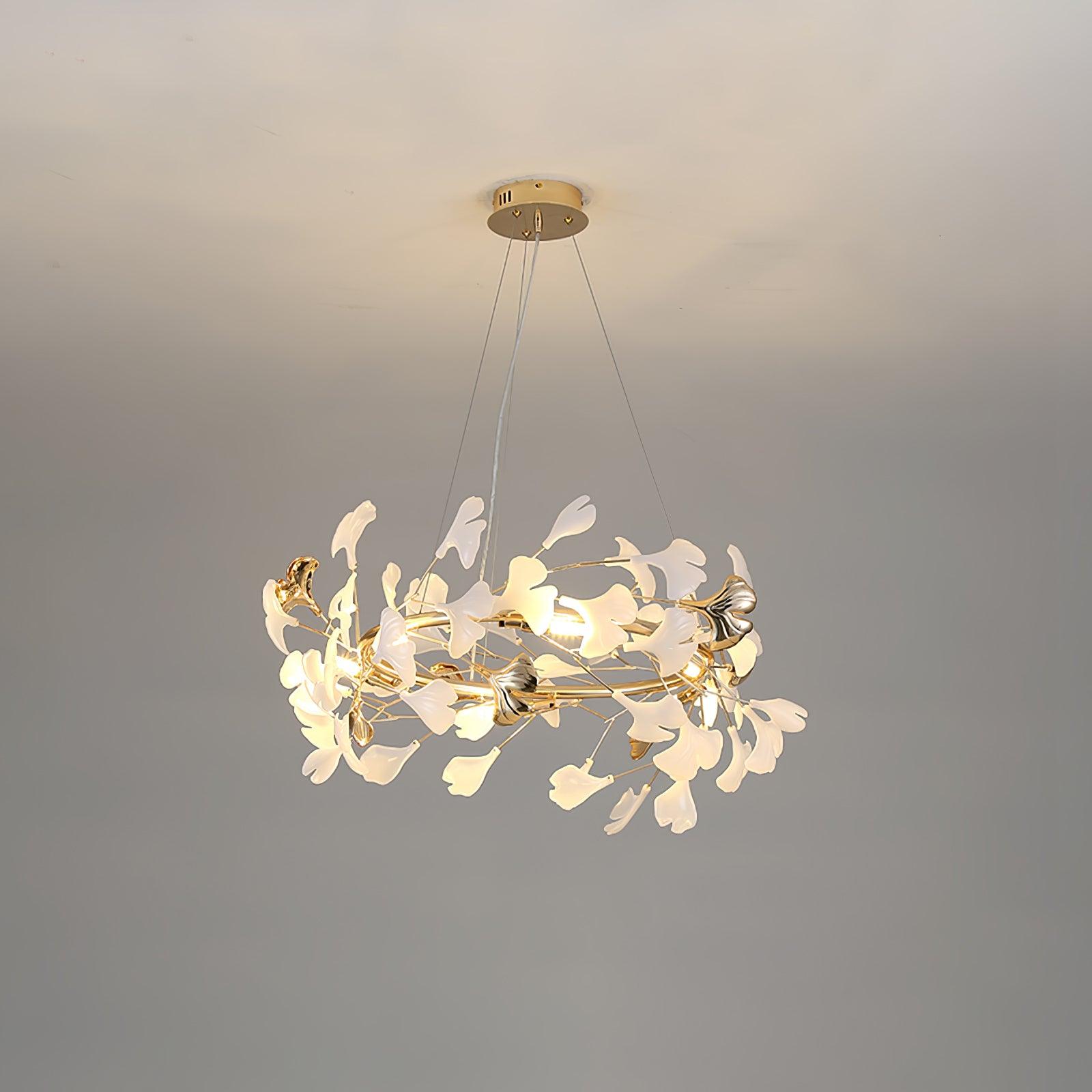Ovyneth Postmodern Luxury Gingko Metal Ceramics Chandelier - Letslighting