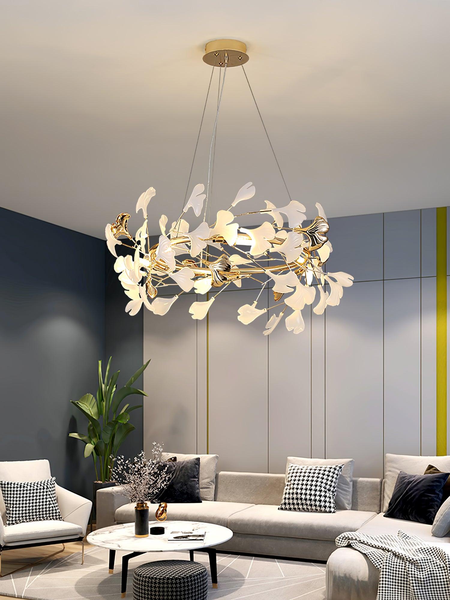Ovyneth Postmodern Luxury Gingko Metal Ceramics Chandelier - Letslighting
