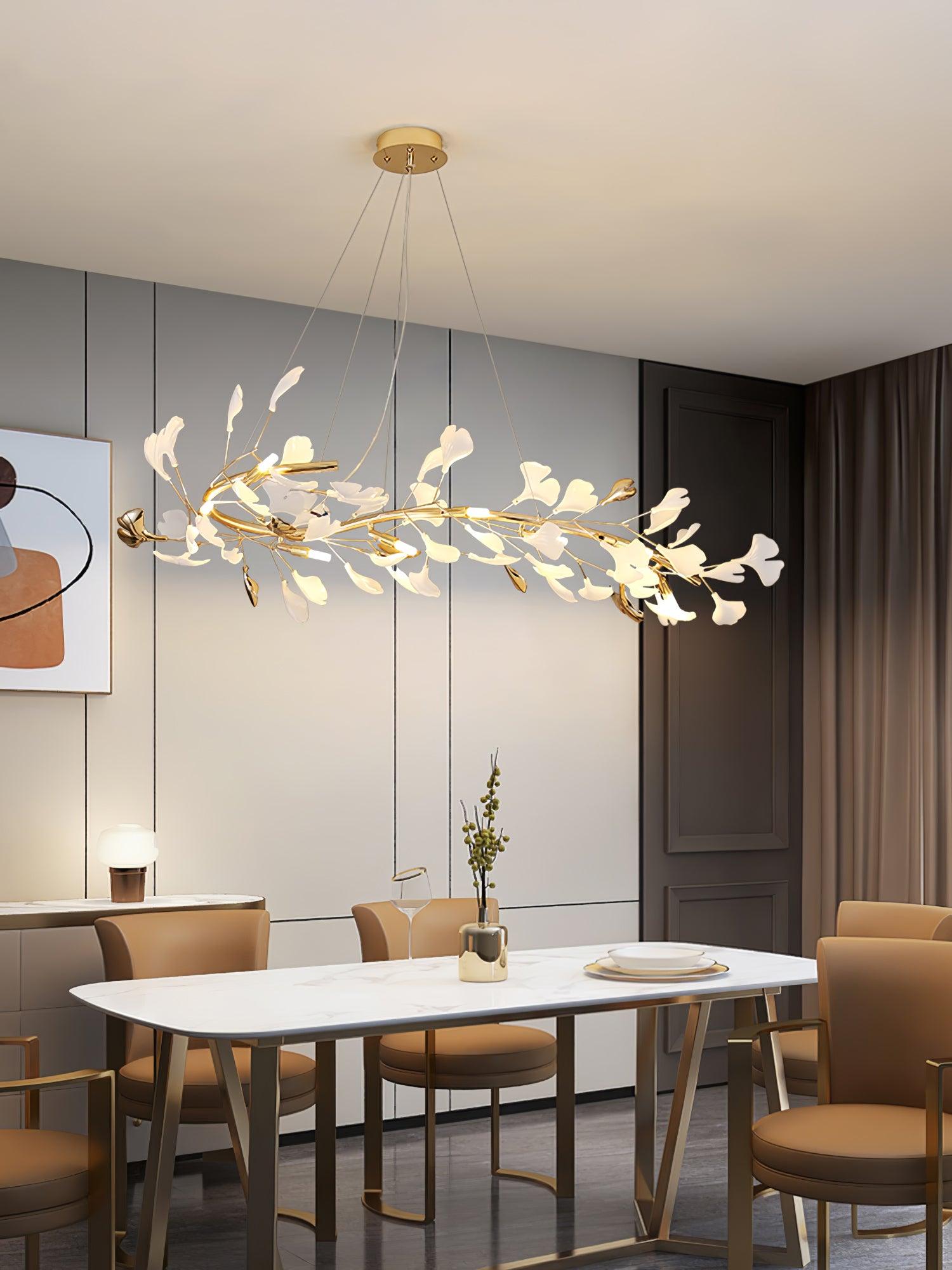 Ovyneth Postmodern Luxury Gingko Metal Ceramics Chandelier - Letslighting