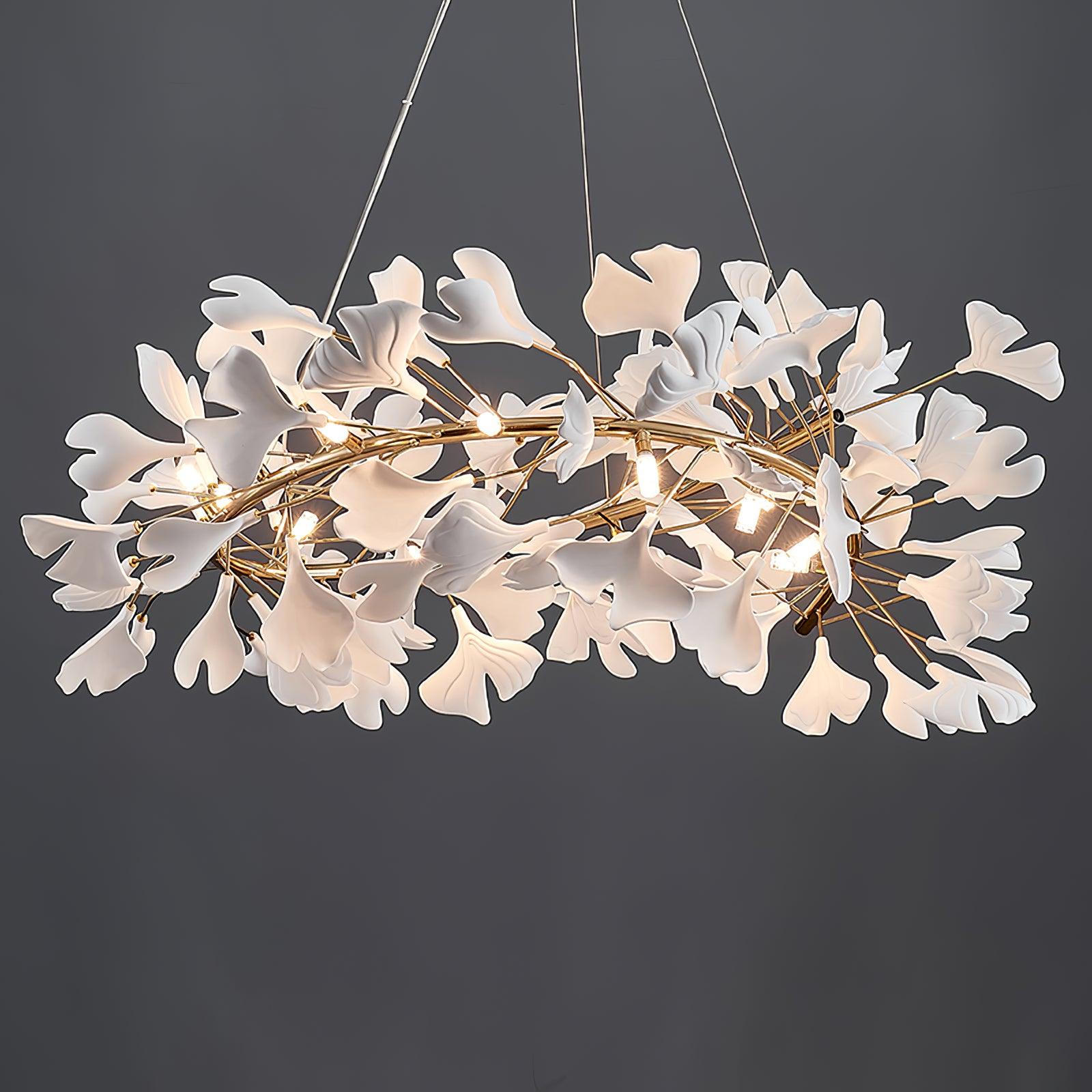 Chandelier White Ceramic Ginkgo Petals U - Letslighting