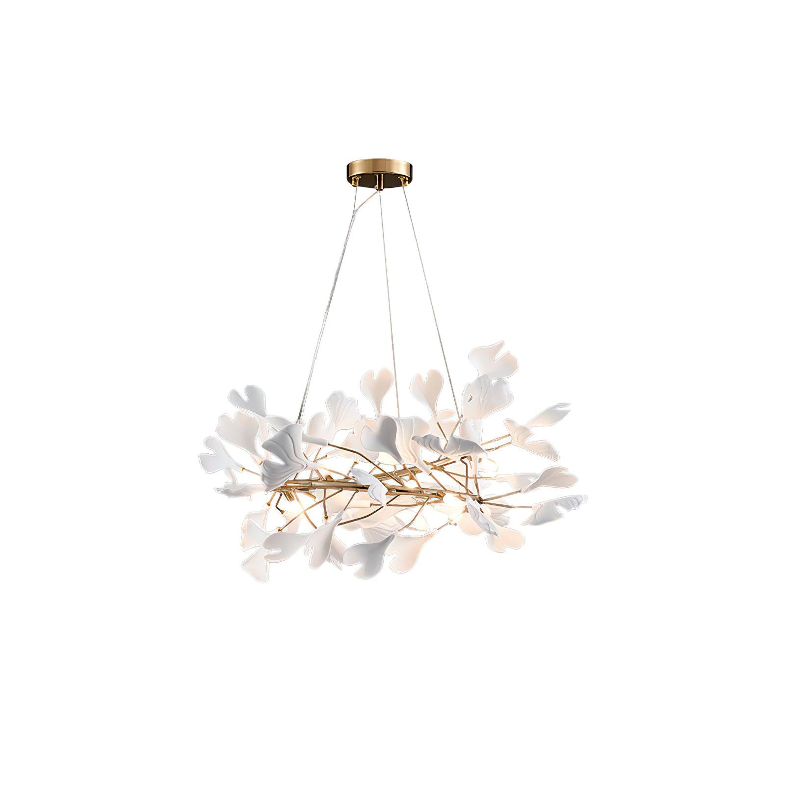 Chandelier White Ceramic Ginkgo Petals U - Letslighting