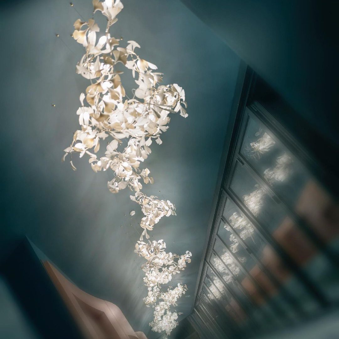 Eurzoris Gingko Metal Leaf Chandelier - Letslighting