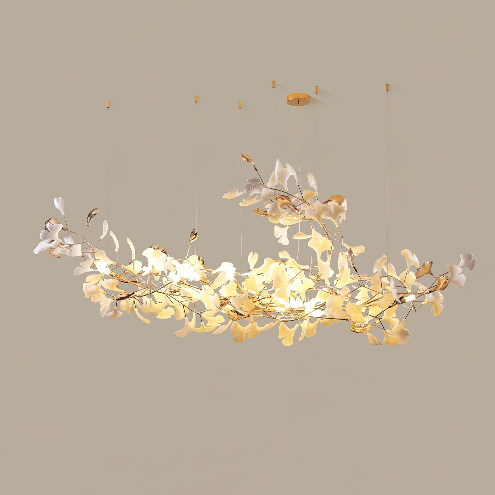Unoryra Postmodern Luxury Ginkgo Cloud Ceramics Metal Chandelier - Letslighting