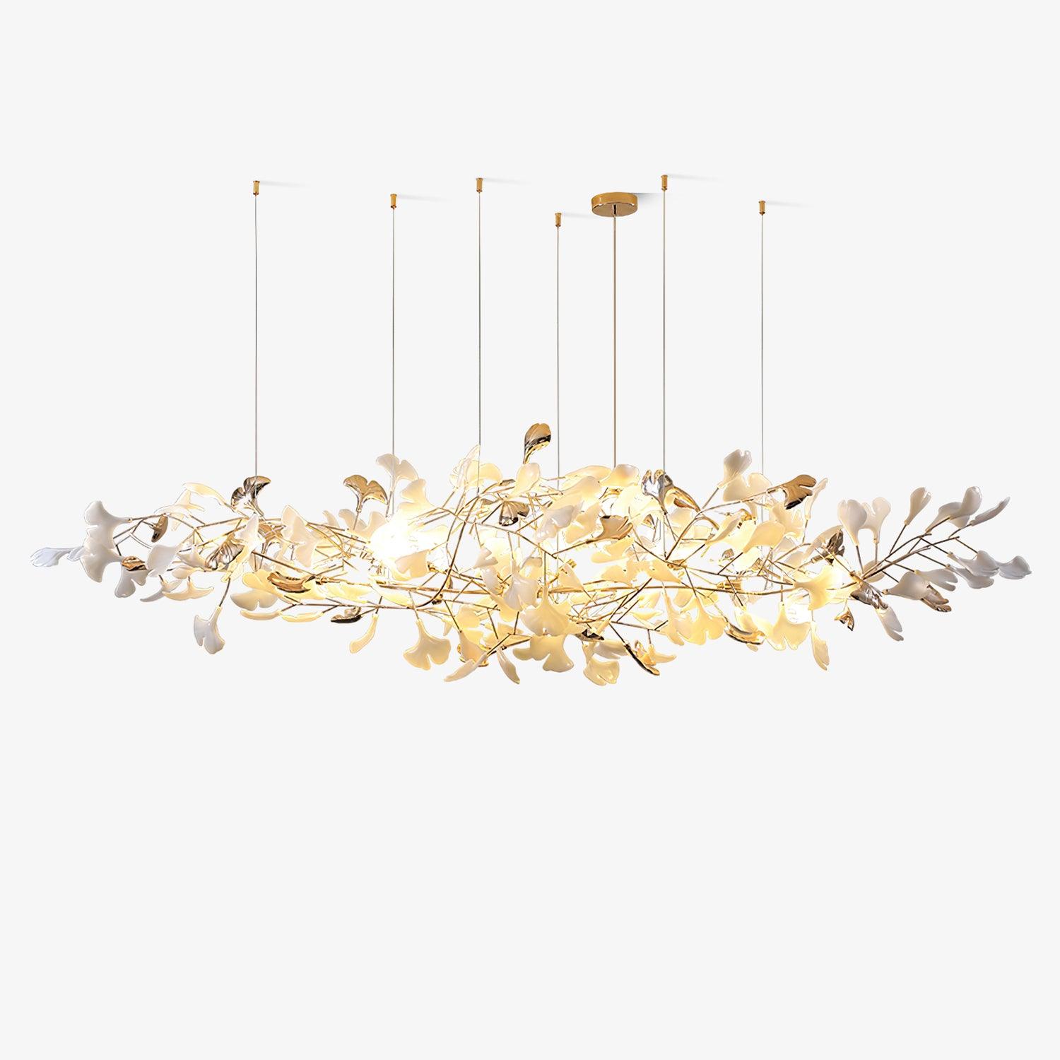 Unoryra Postmodern Luxury Ginkgo Cloud Ceramics Metal Chandelier - Letslighting