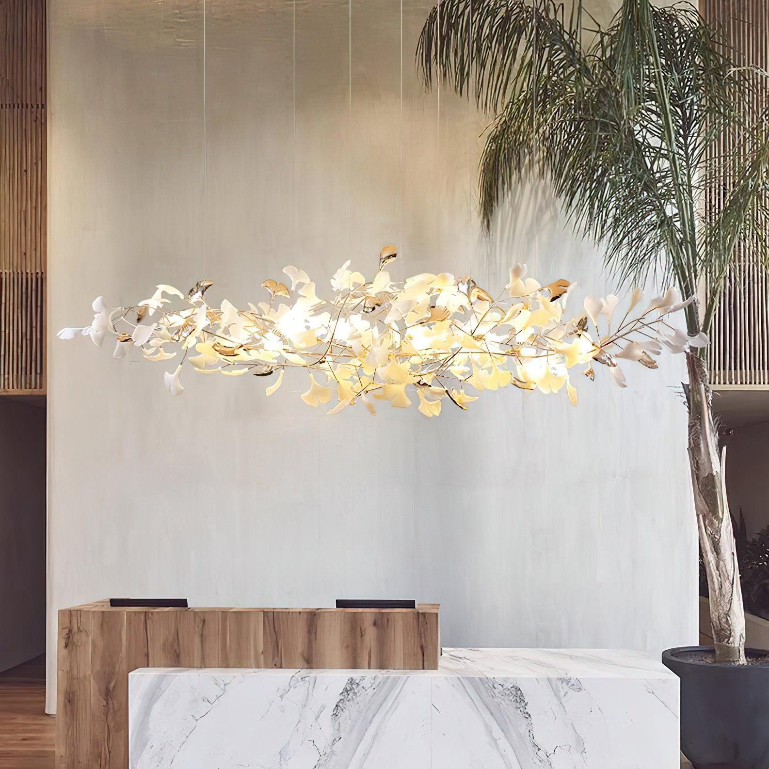 Unoryra Postmodern Luxury Ginkgo Cloud Ceramics Metal Chandelier - Letslighting