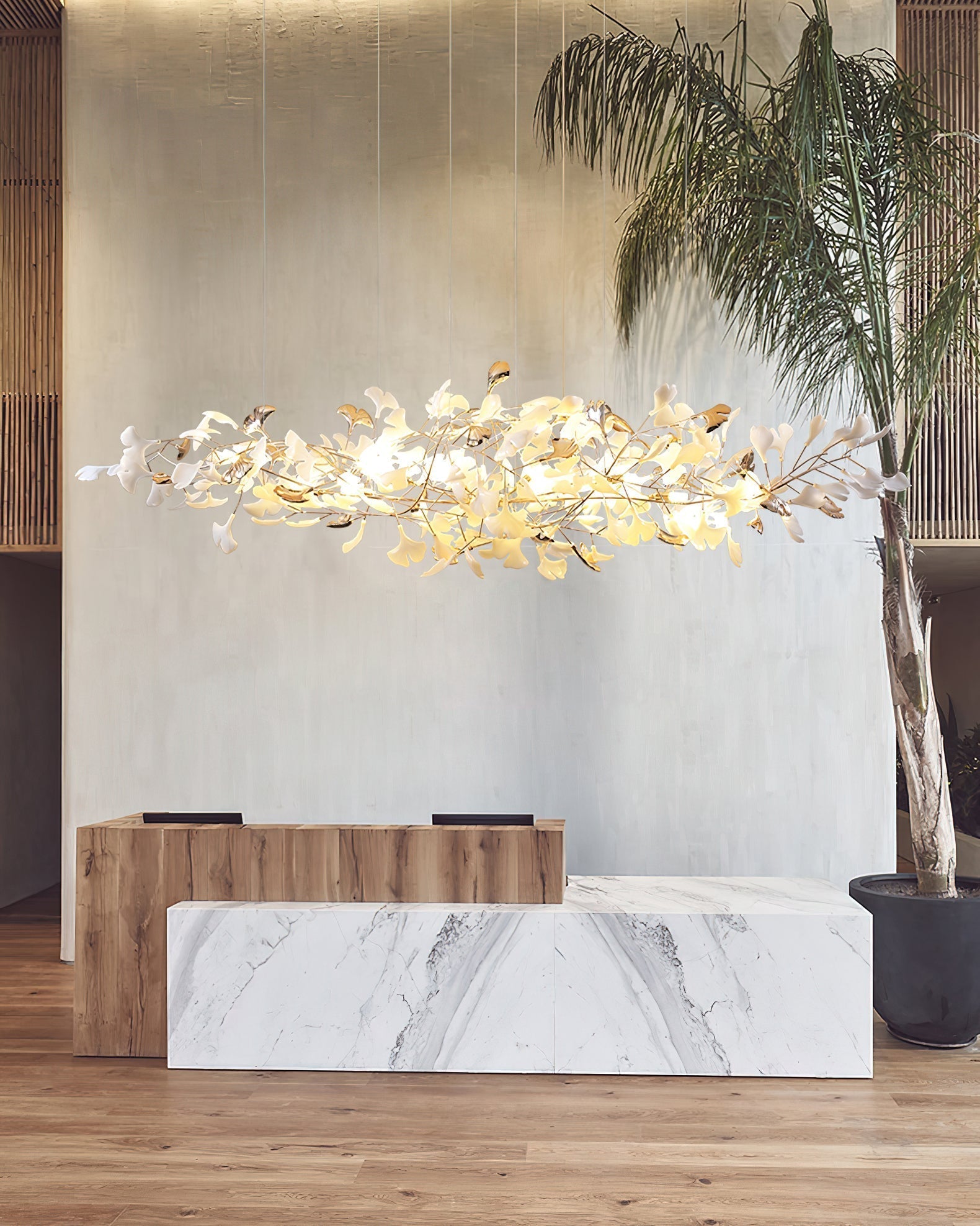 Unoryra Postmodern Luxury Ginkgo Cloud Ceramics Metal Chandelier - Letslighting