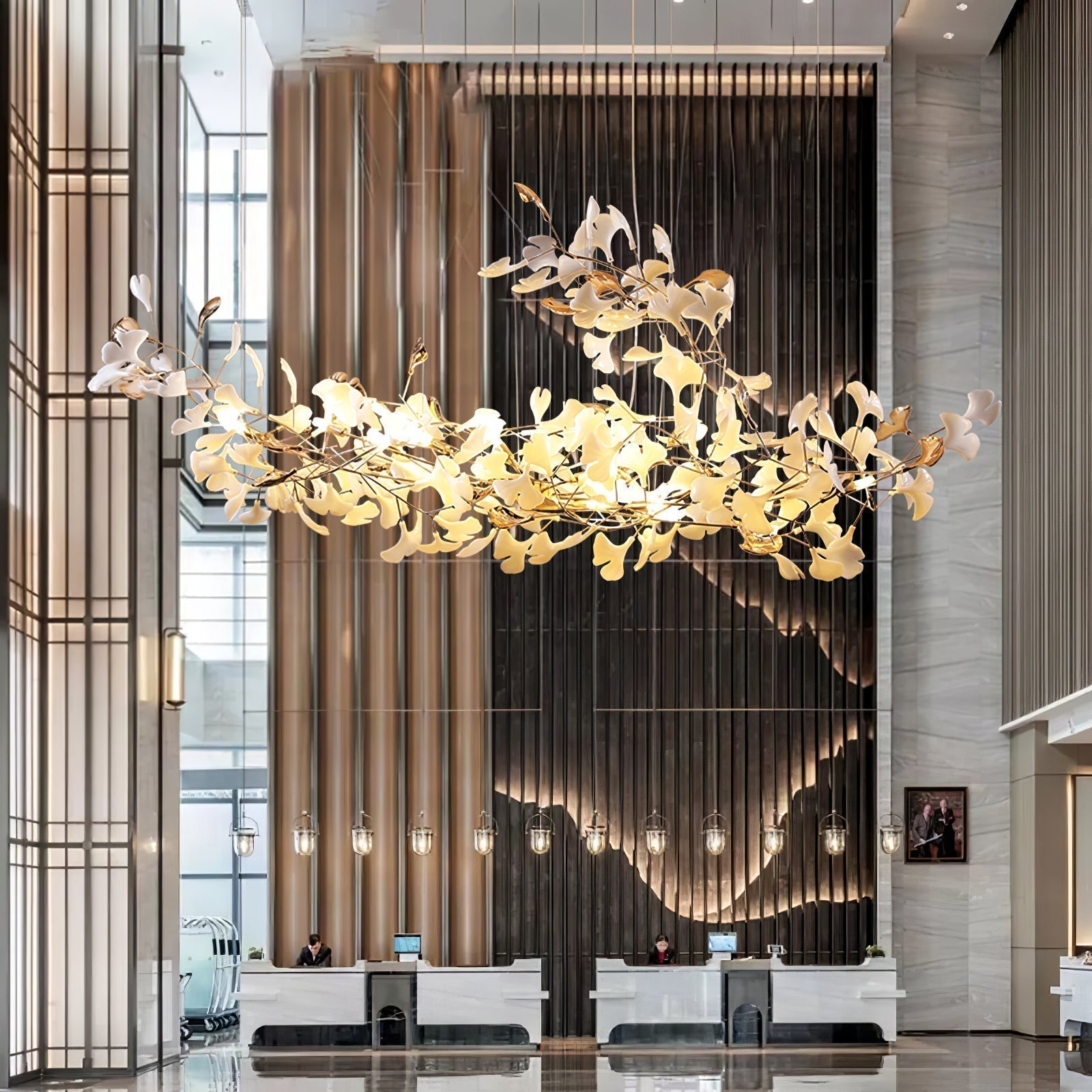 Unoryra Postmodern Luxury Ginkgo Cloud Ceramics Metal Chandelier - Letslighting