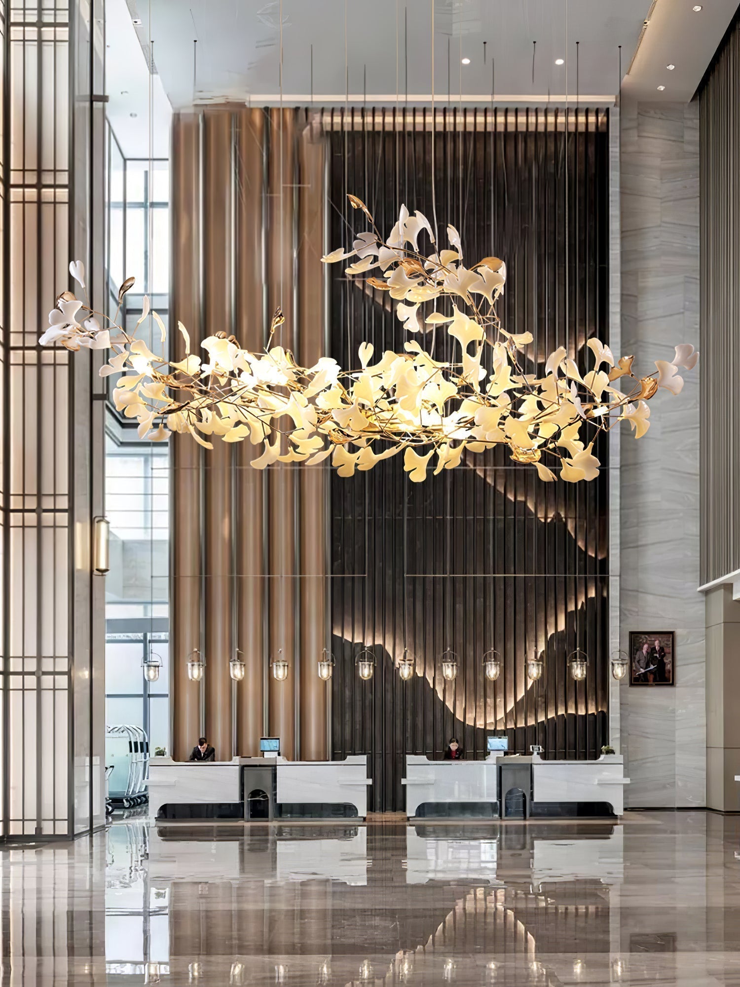 Unoryra Postmodern Luxury Ginkgo Cloud Ceramics Metal Chandelier - Letslighting
