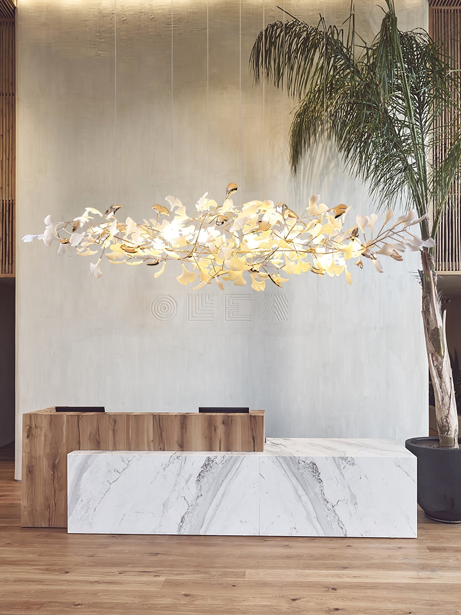 Unoryra Postmodern Luxury Ginkgo Cloud Ceramics Metal Chandelier - Letslighting