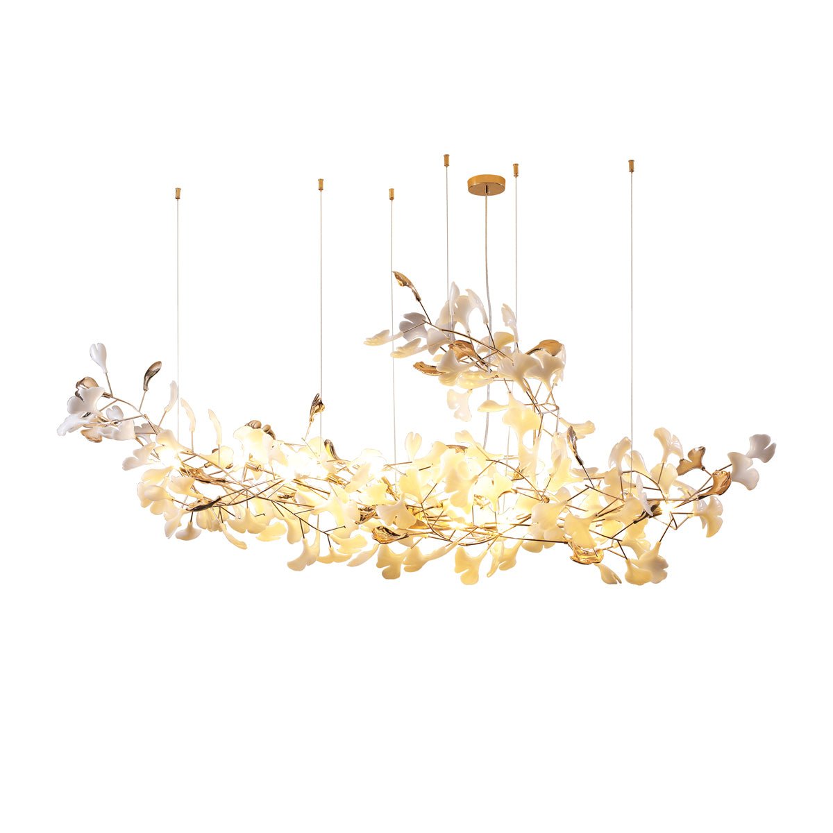 Unoryra Postmodern Luxury Ginkgo Cloud Ceramics Metal Chandelier - Letslighting