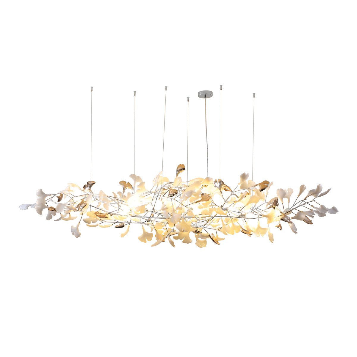 Unoryra Postmodern Luxury Ginkgo Cloud Ceramics Metal Chandelier - Letslighting