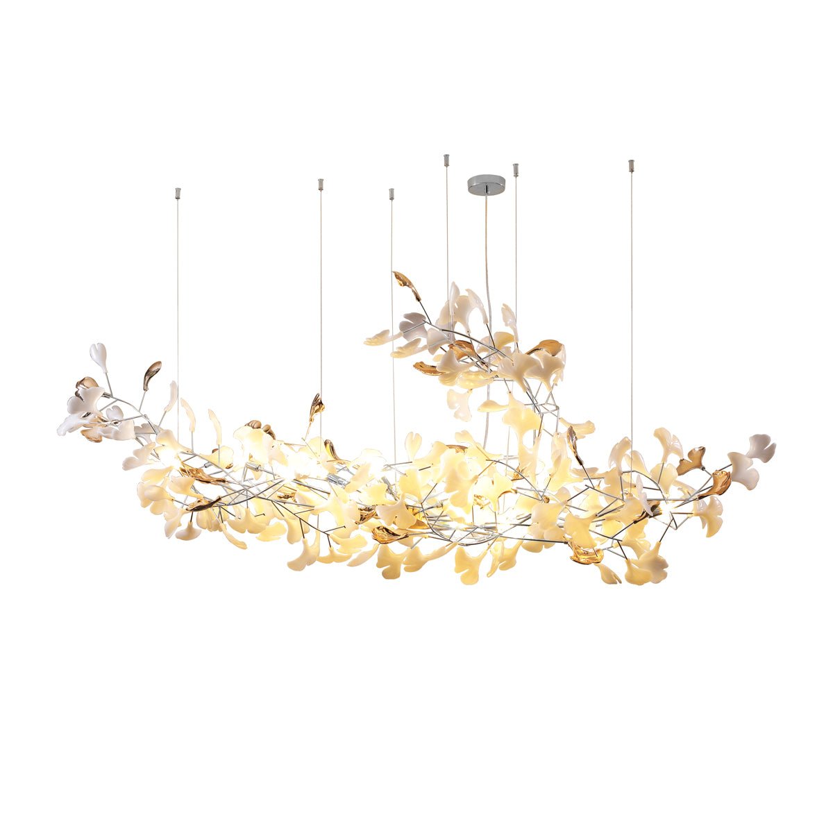 Unoryra Postmodern Luxury Ginkgo Cloud Ceramics Metal Chandelier - Letslighting