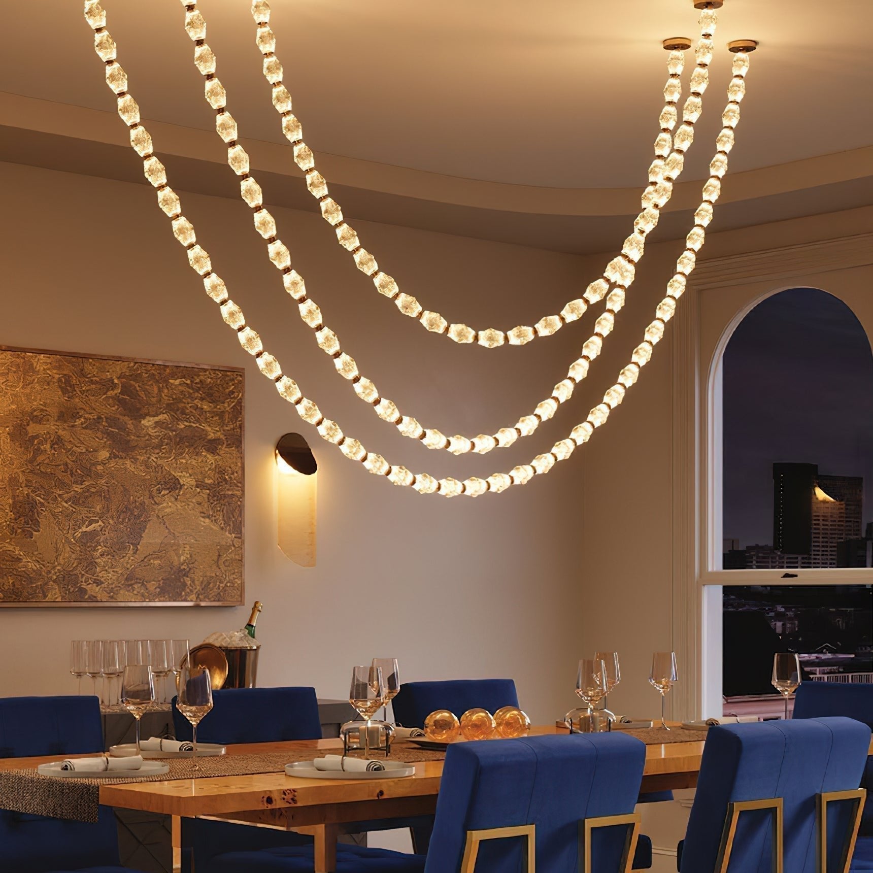 Pearlene Beaded Metal Chandelier - Letslighting