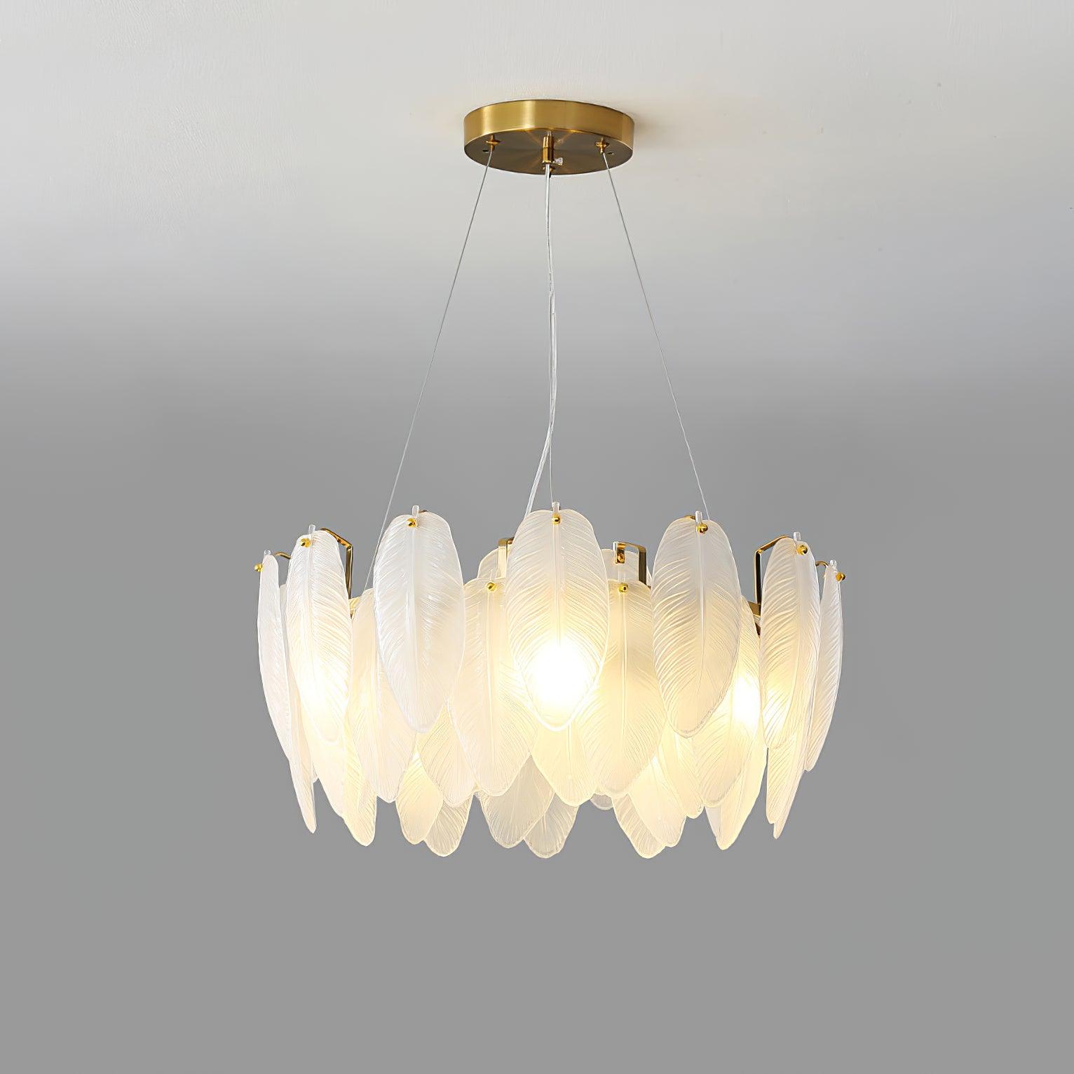 Glass Feather Chandelier - Letslighting