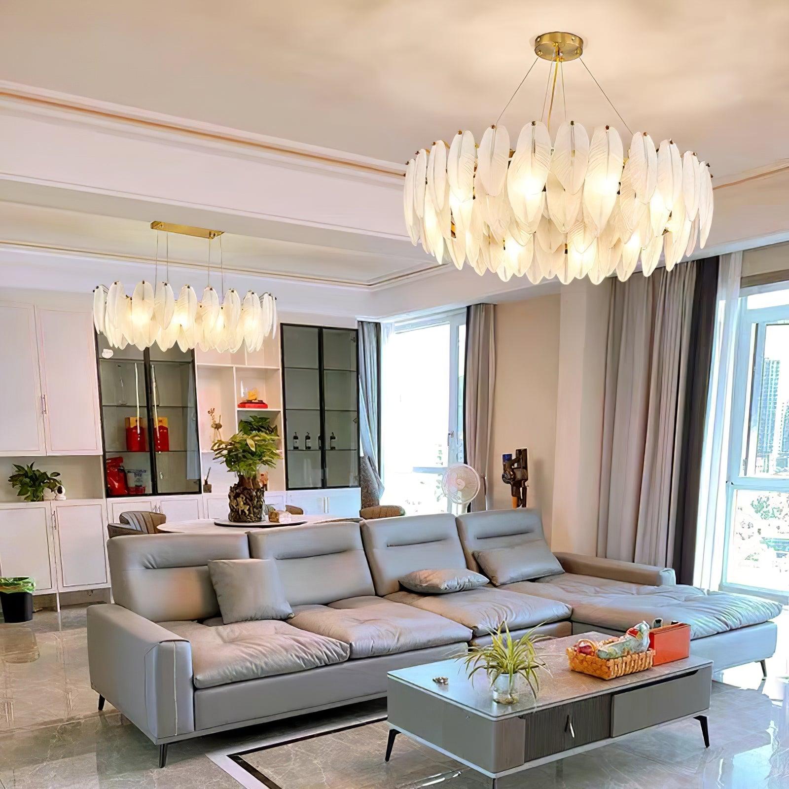 Glass Feather Chandelier - Letslighting