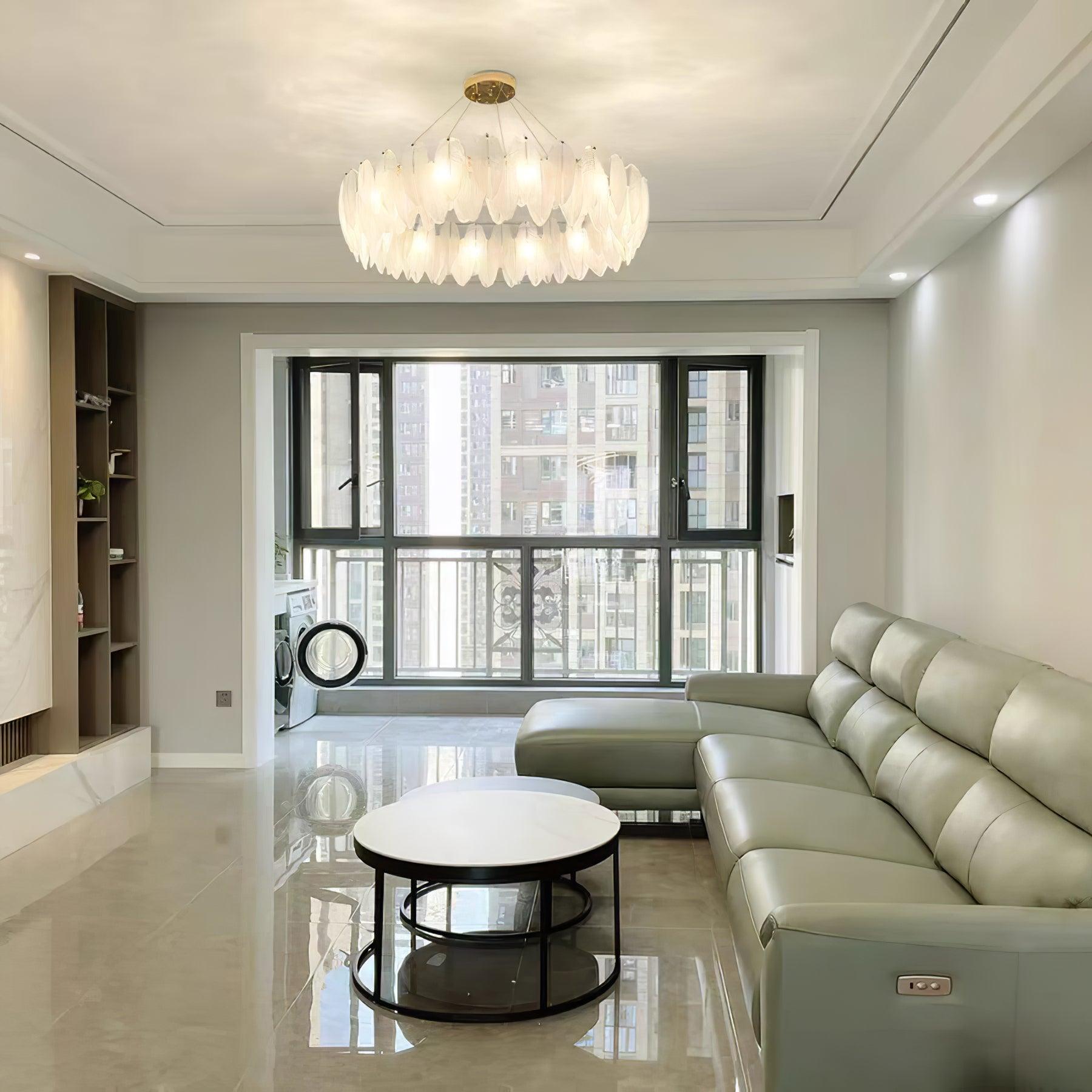 Glass Feather Chandelier - Letslighting