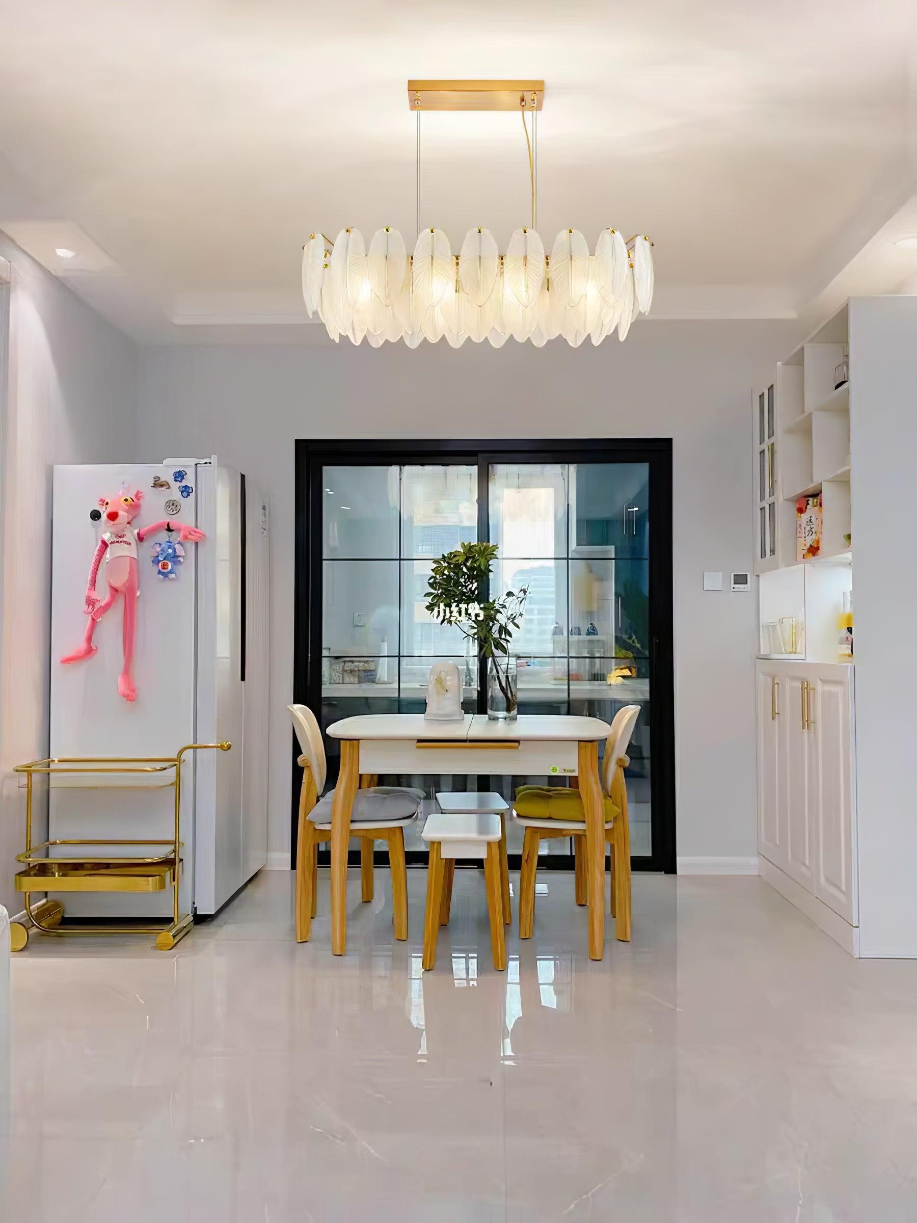 Glass Feather Chandelier - Letslighting