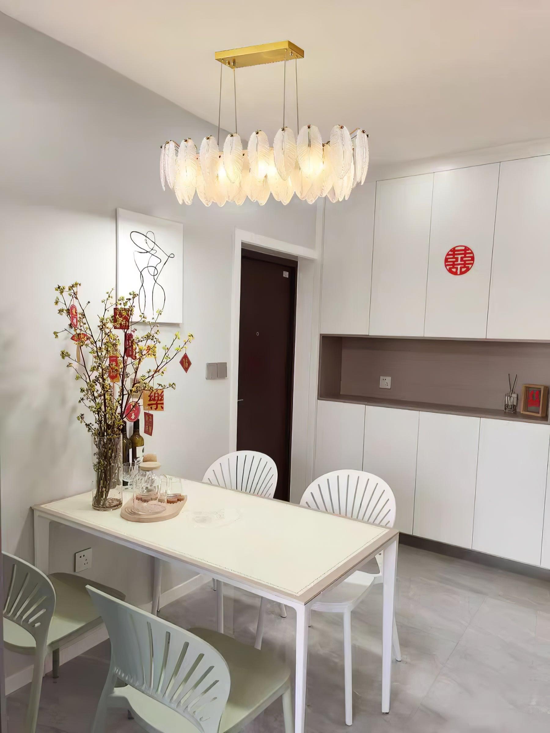 Glass Feather Chandelier - Letslighting