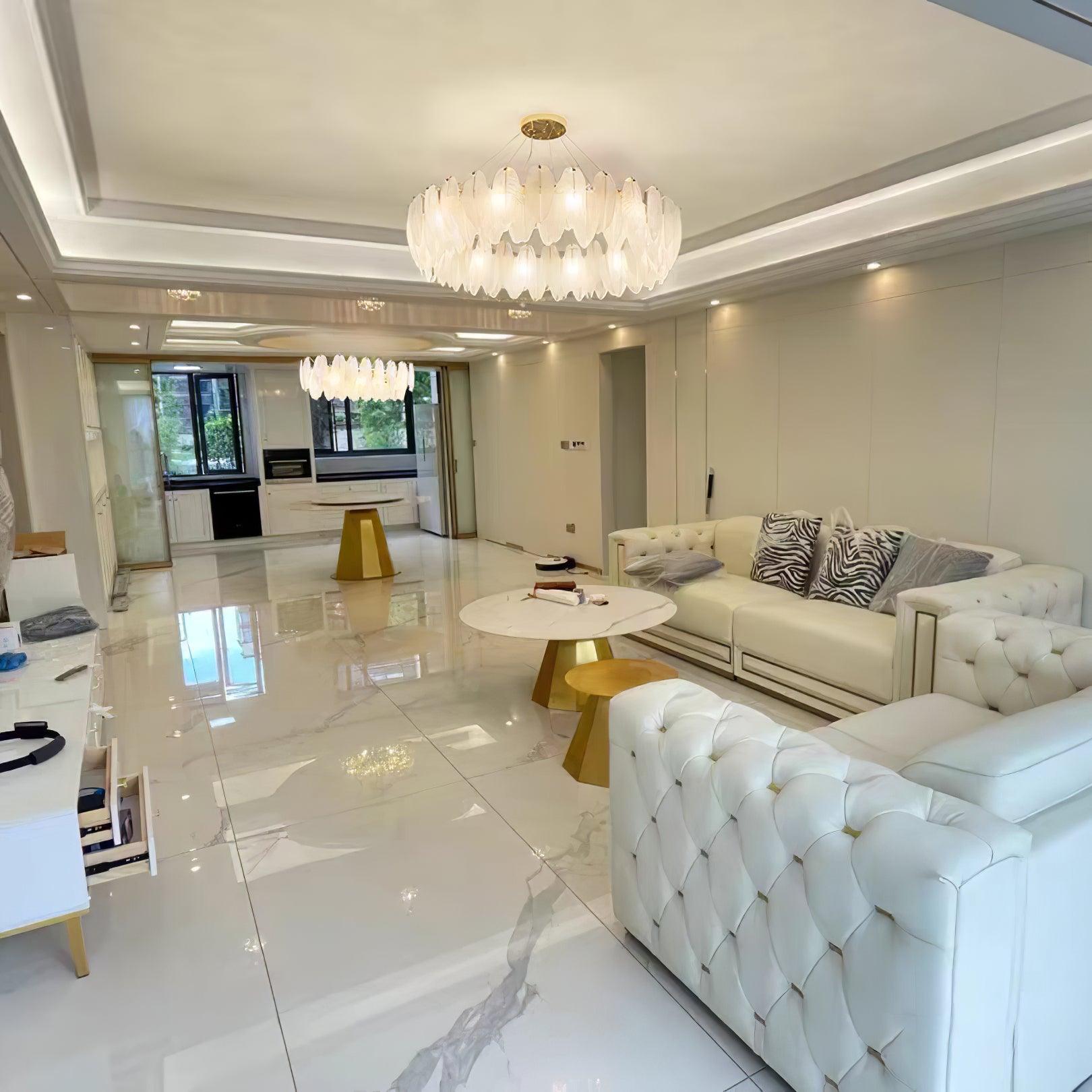 Glass Feather Chandelier - Letslighting