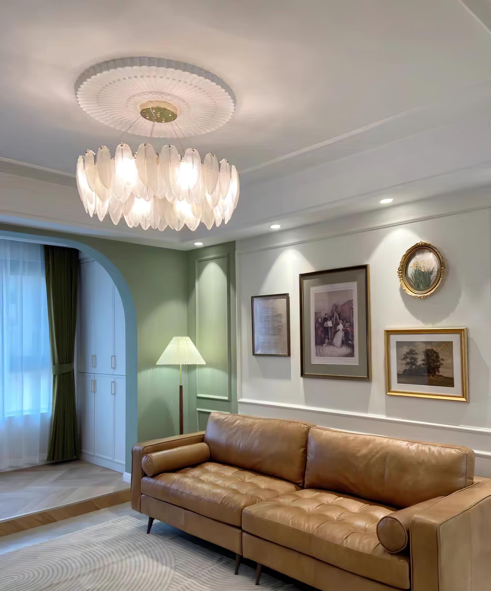 Glass Feather Chandelier - Letslighting