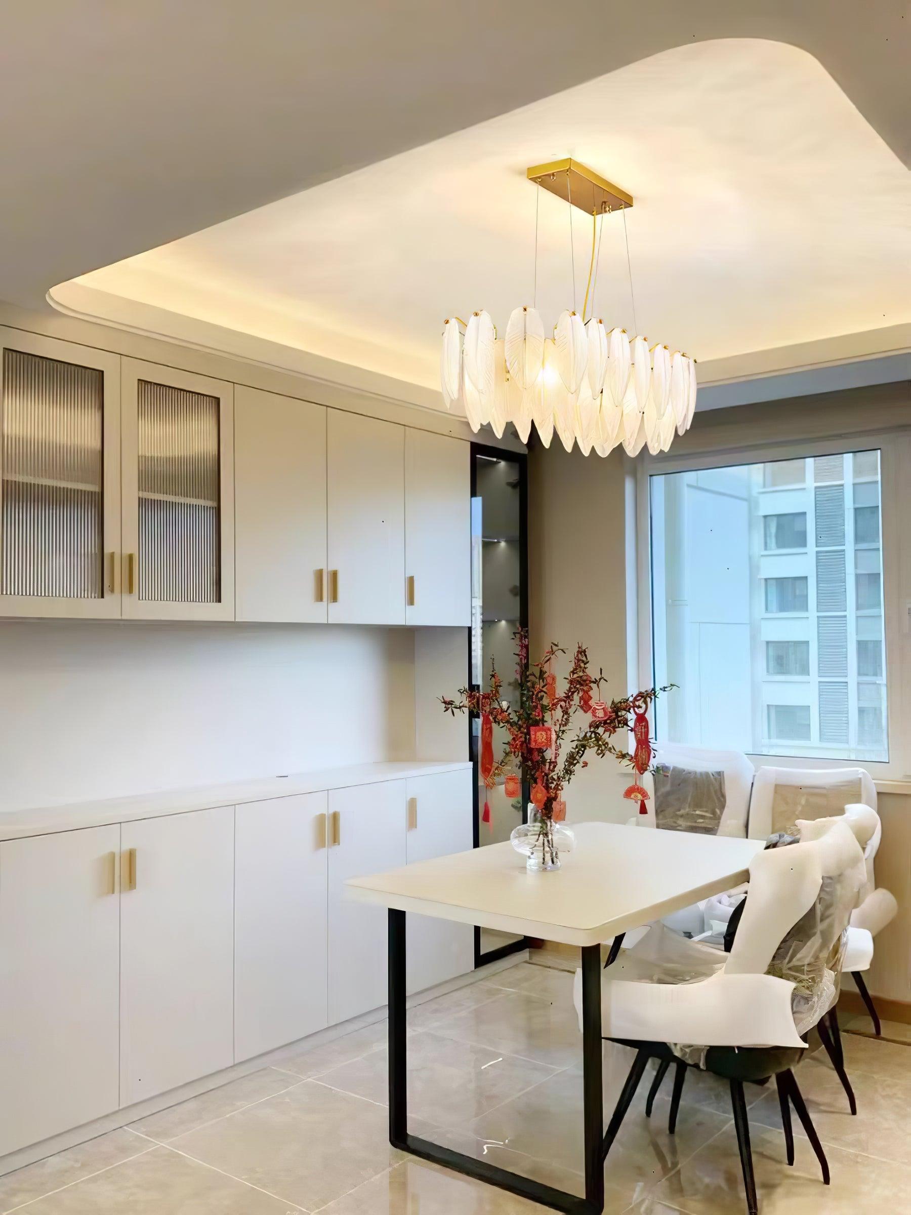 Glass Feather Chandelier - Letslighting