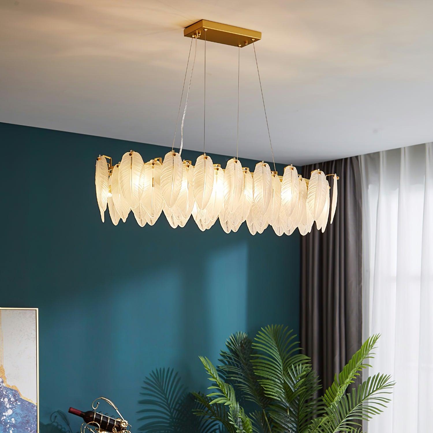 Glass Feather Chandelier - Letslighting