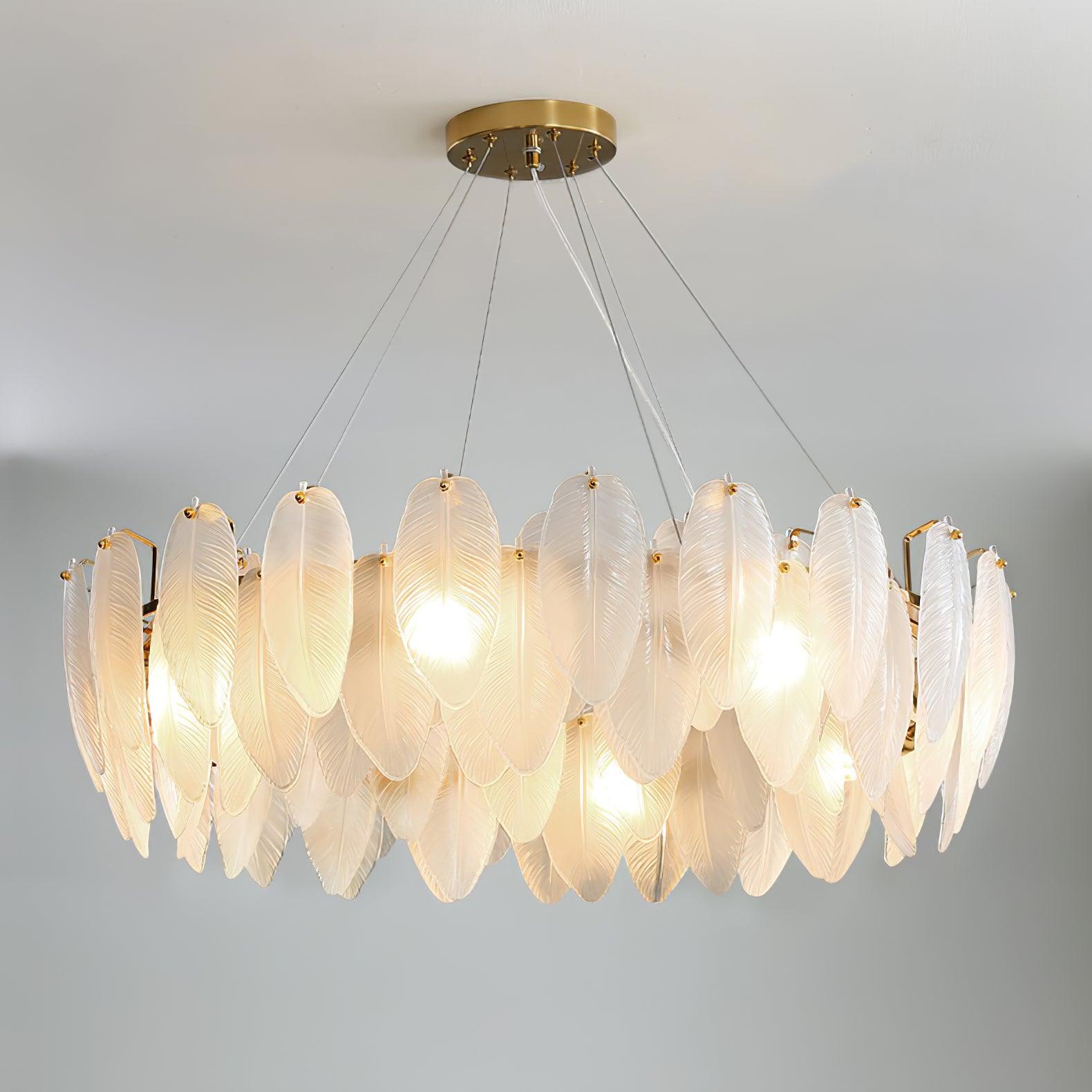 Glass Feather Chandelier - Letslighting