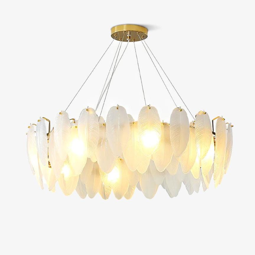 Glass Feather Chandelier - Letslighting