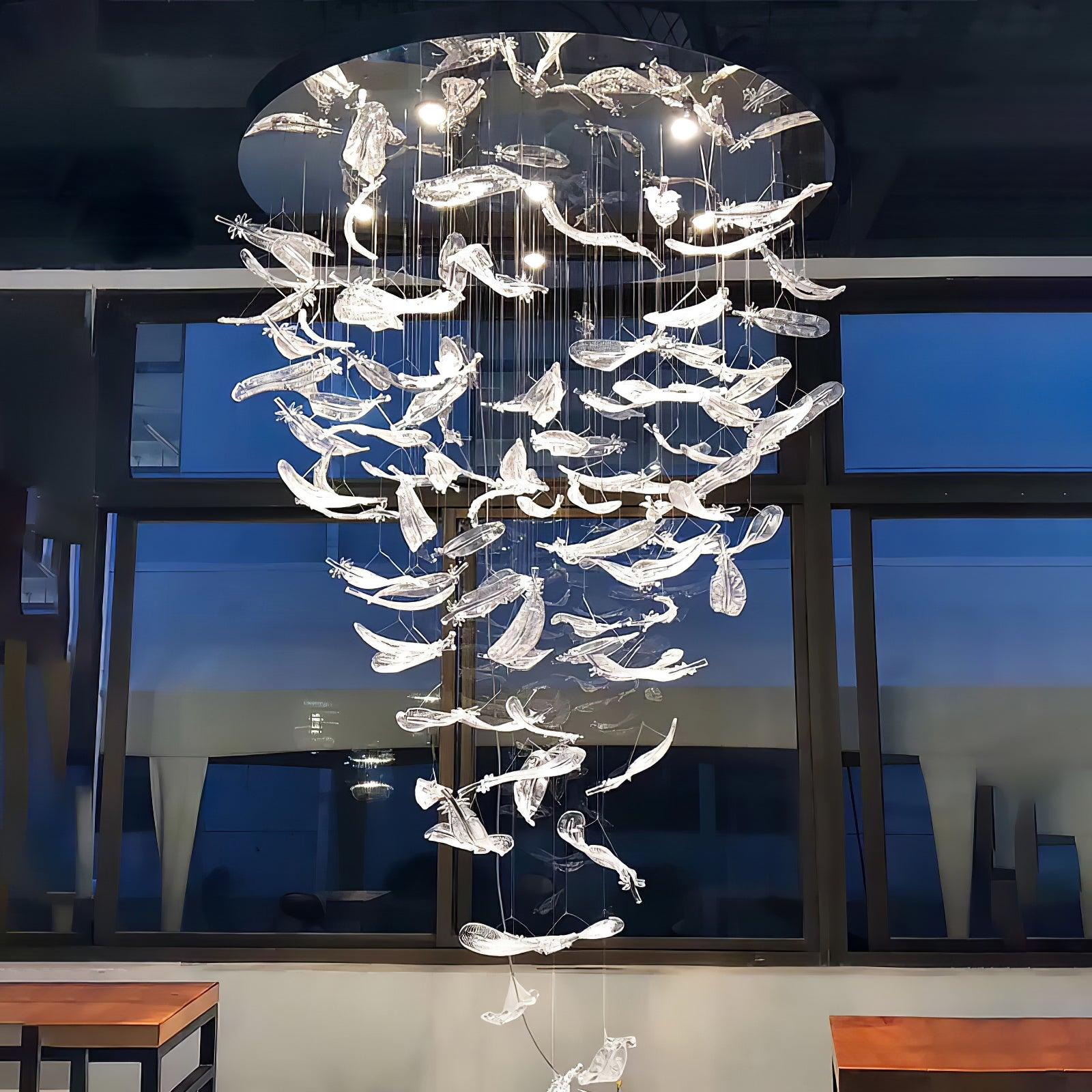 Aetherial Glass Leaf Chandelier - Letslighting