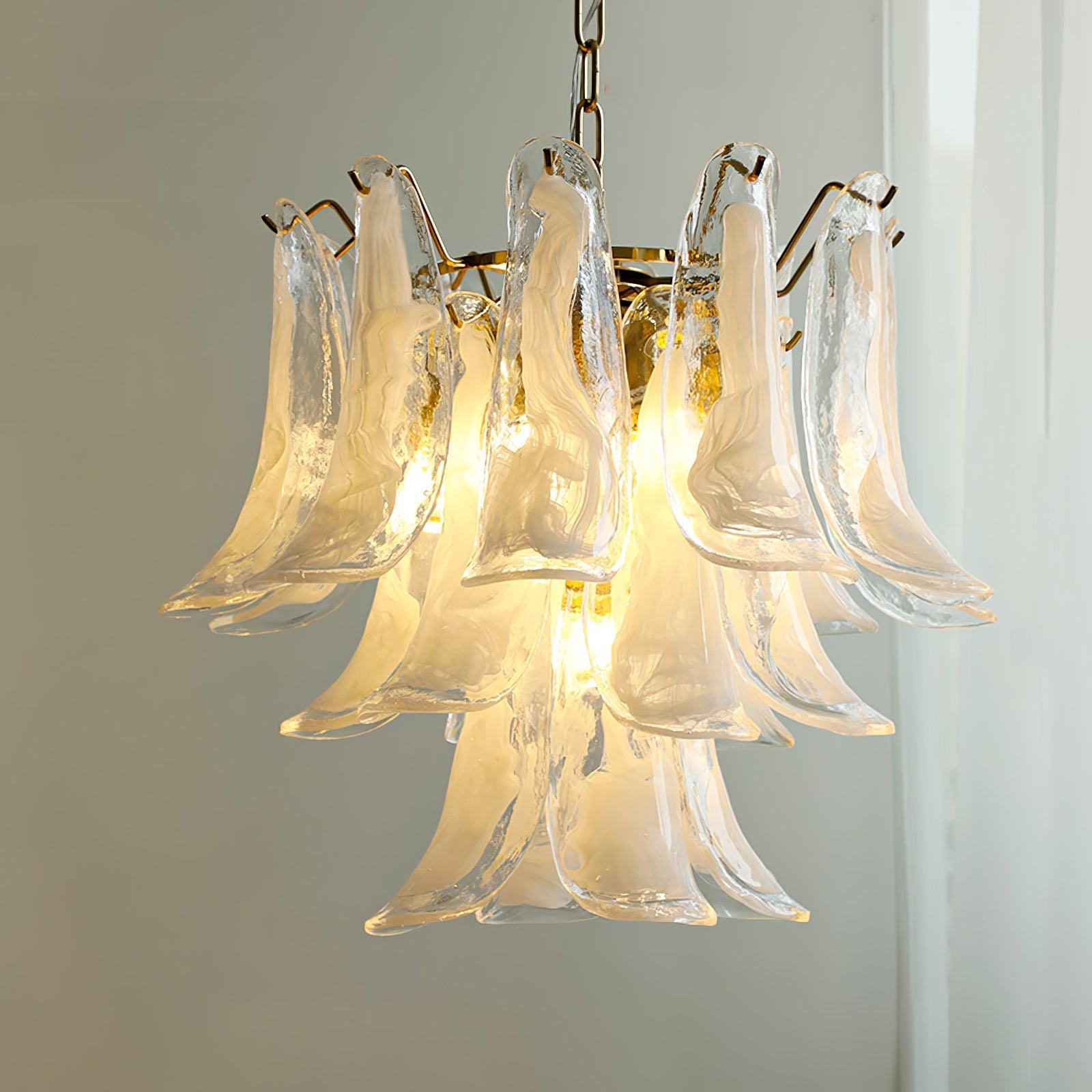 Aurora Chandelier Murano Glass Leaf Golden - Letslighting
