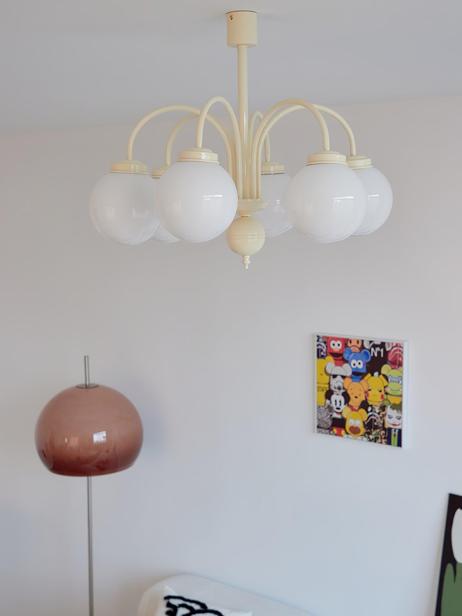 Cream Glass Sphere Chandelier - Letslighting