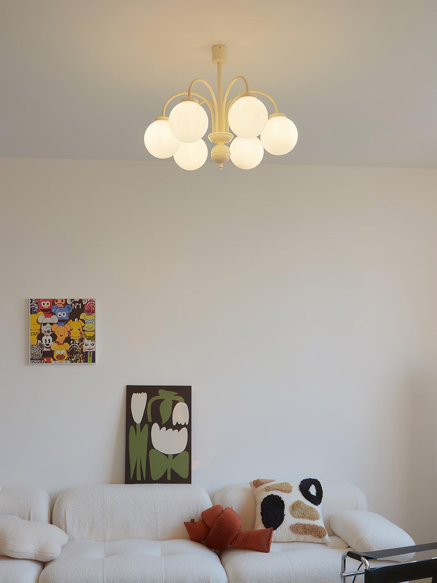Cream Glass Sphere Chandelier - Letslighting