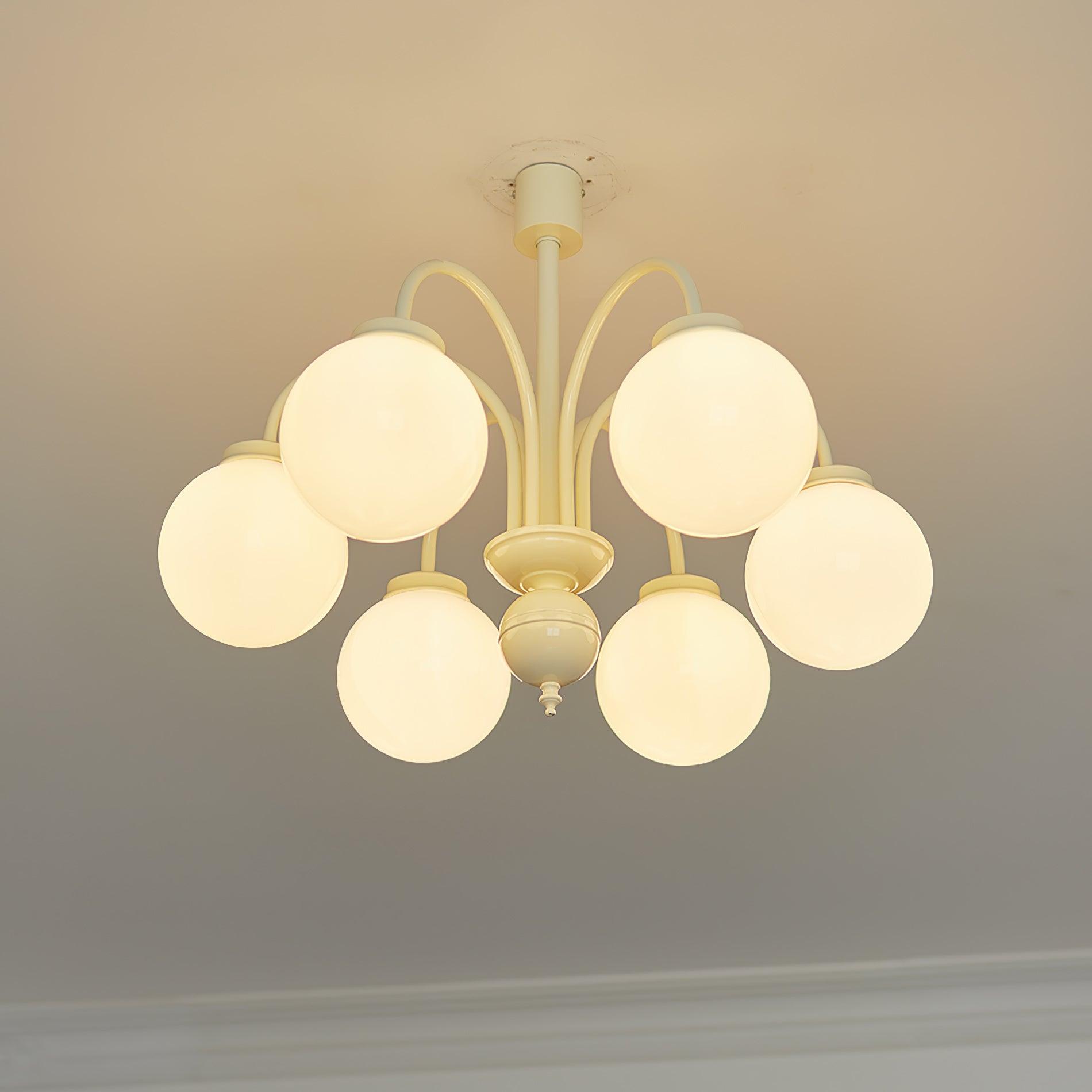 Cream Glass Sphere Chandelier - Letslighting