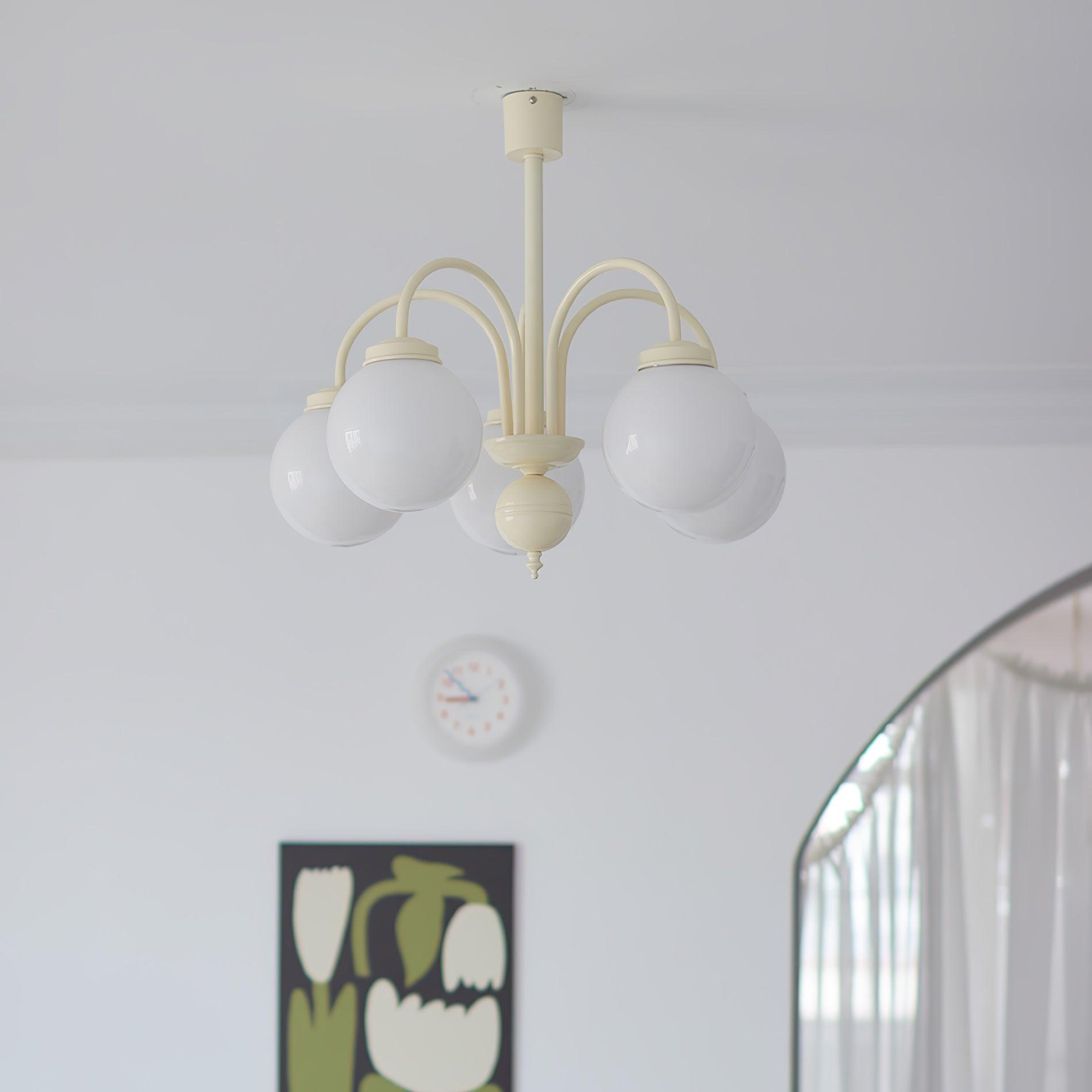 Cream Glass Sphere Chandelier - Letslighting
