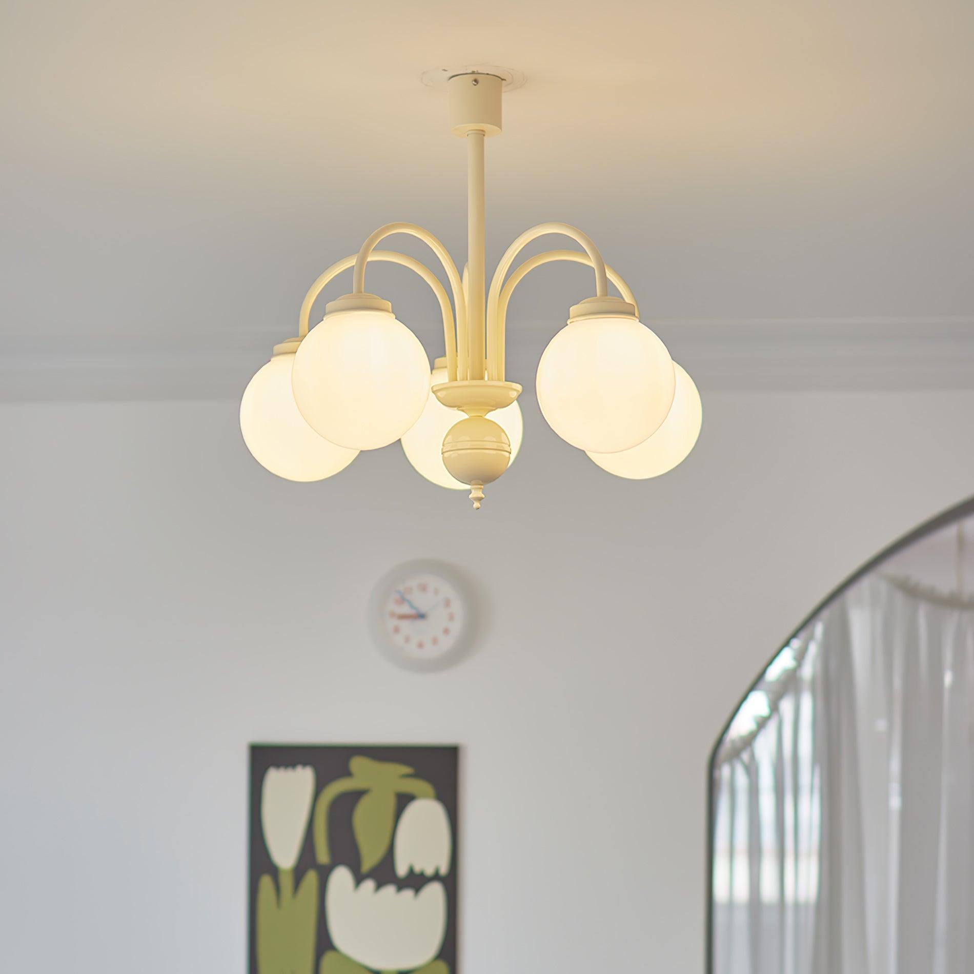 Cream Glass Sphere Chandelier - Letslighting