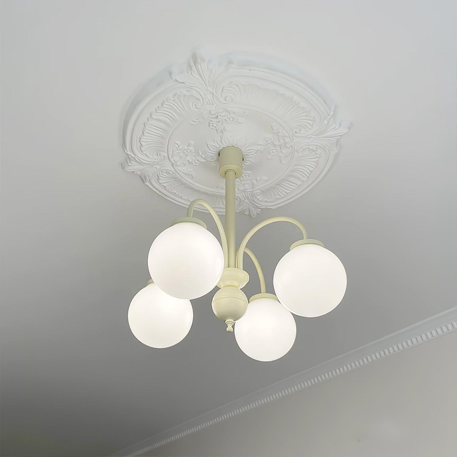 Cream Glass Sphere Chandelier - Letslighting