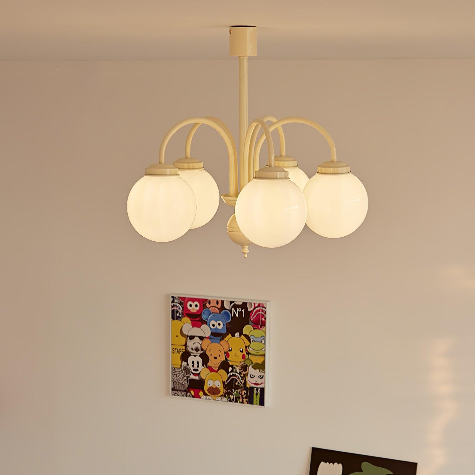 Cream Glass Sphere Chandelier - Letslighting
