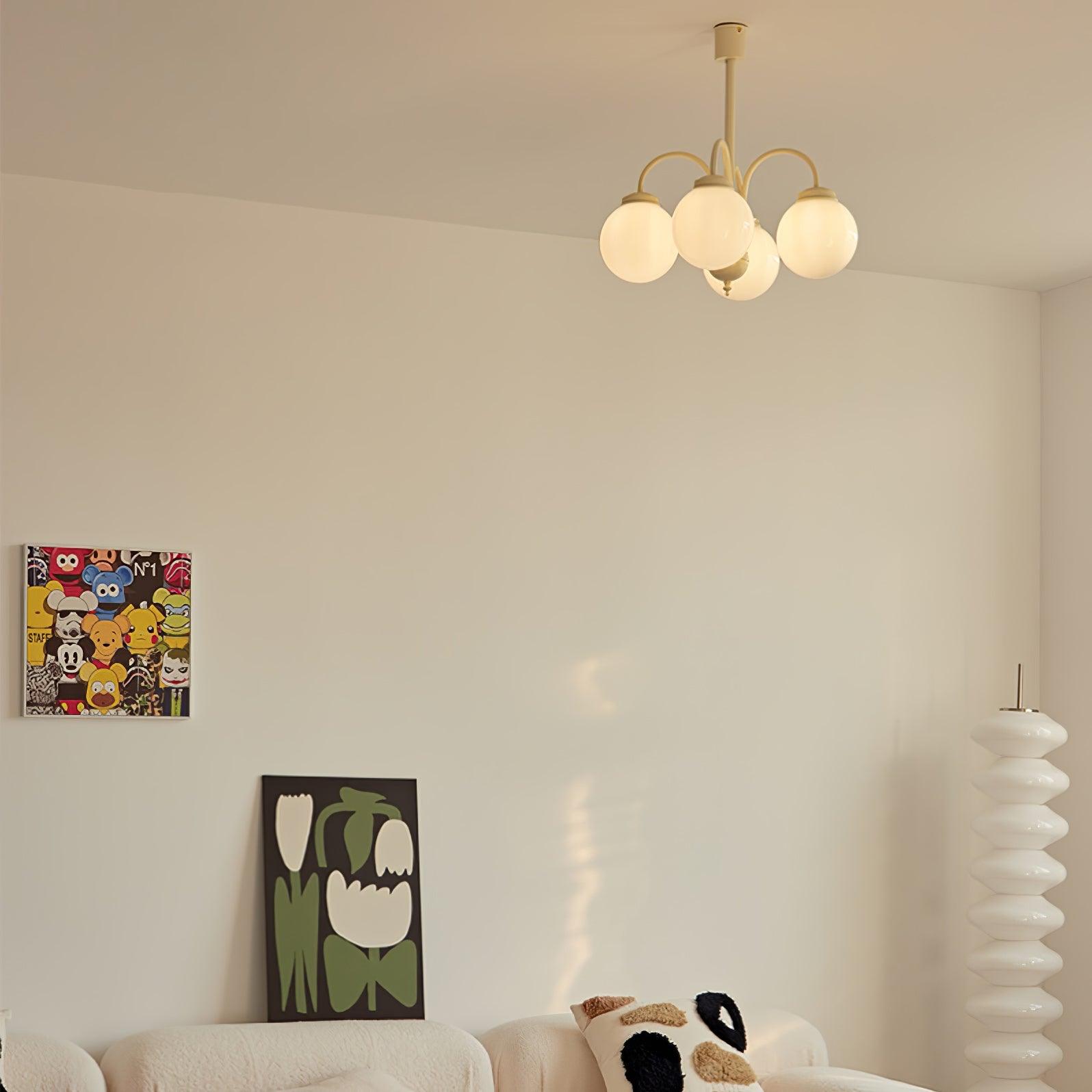 Cream Glass Sphere Chandelier - Letslighting
