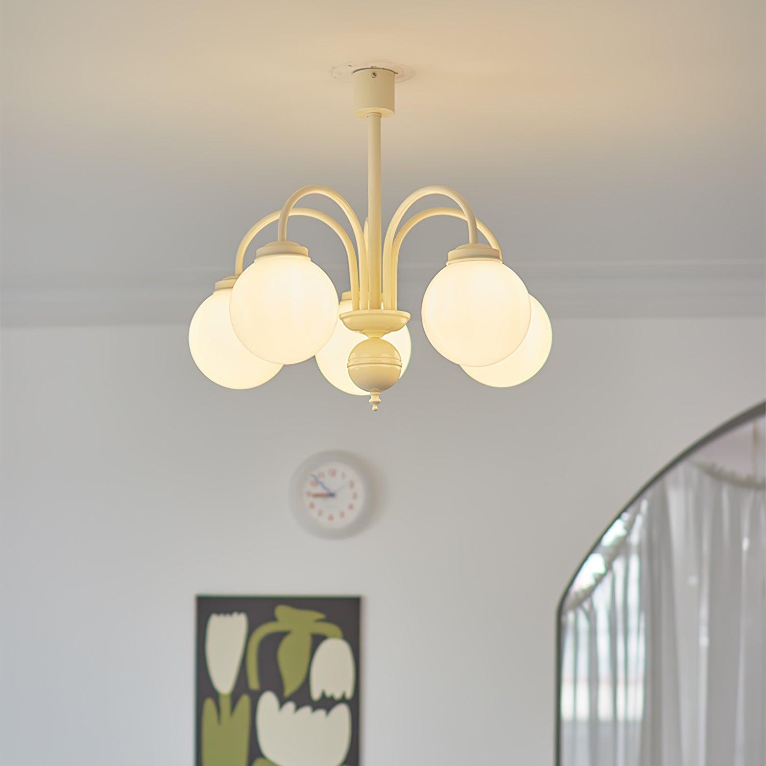 Cream Glass Sphere Chandelier - Letslighting