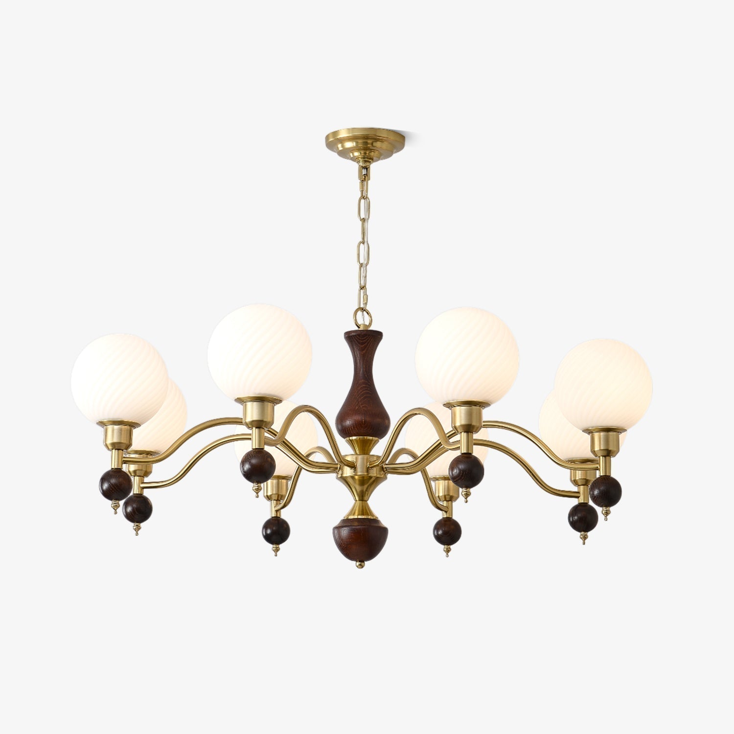 Aurora Globe Orb Walnut Chandelier - Letslighting
