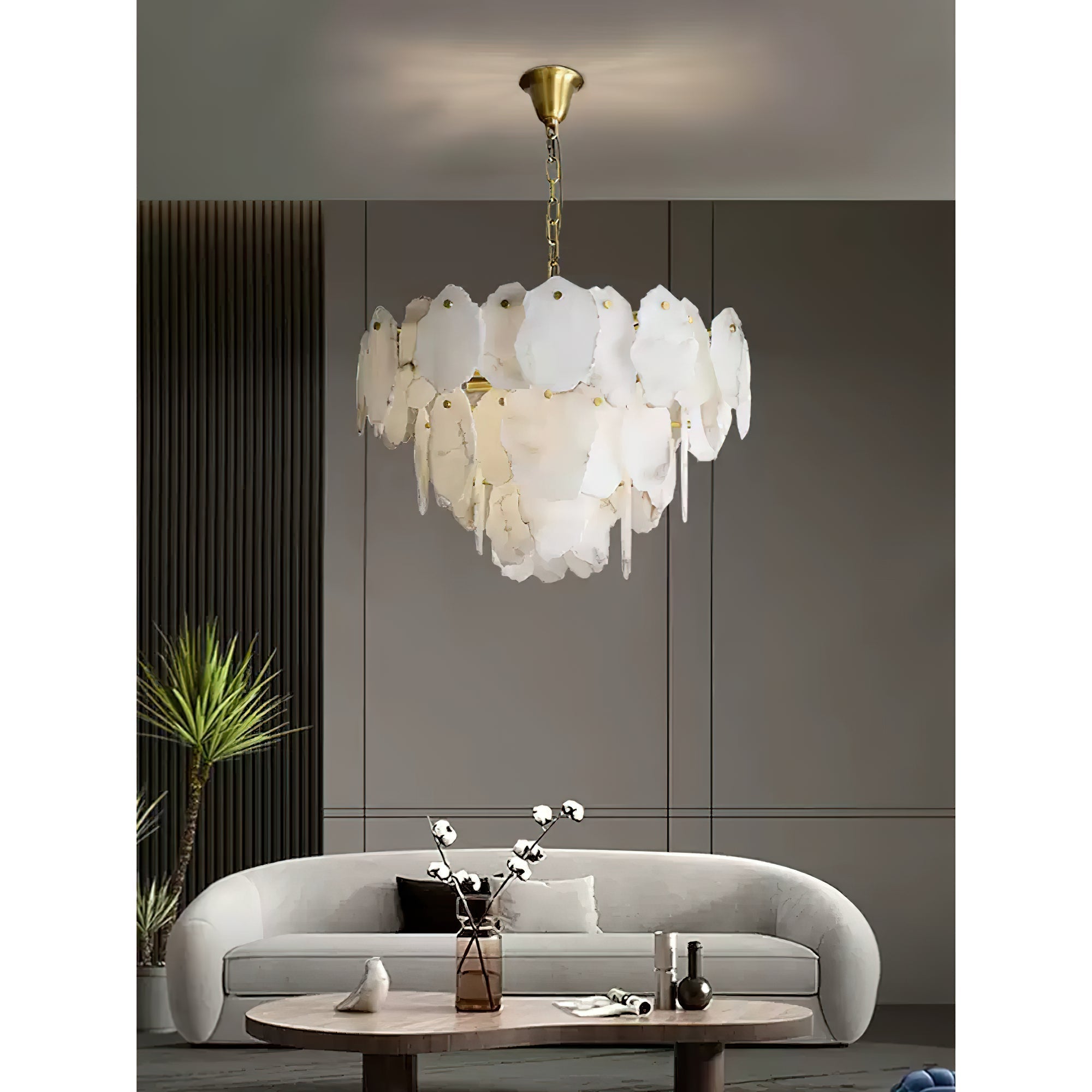 Gloire Individual Creativity Brass Alabaster Chandelier - Lamp Copper