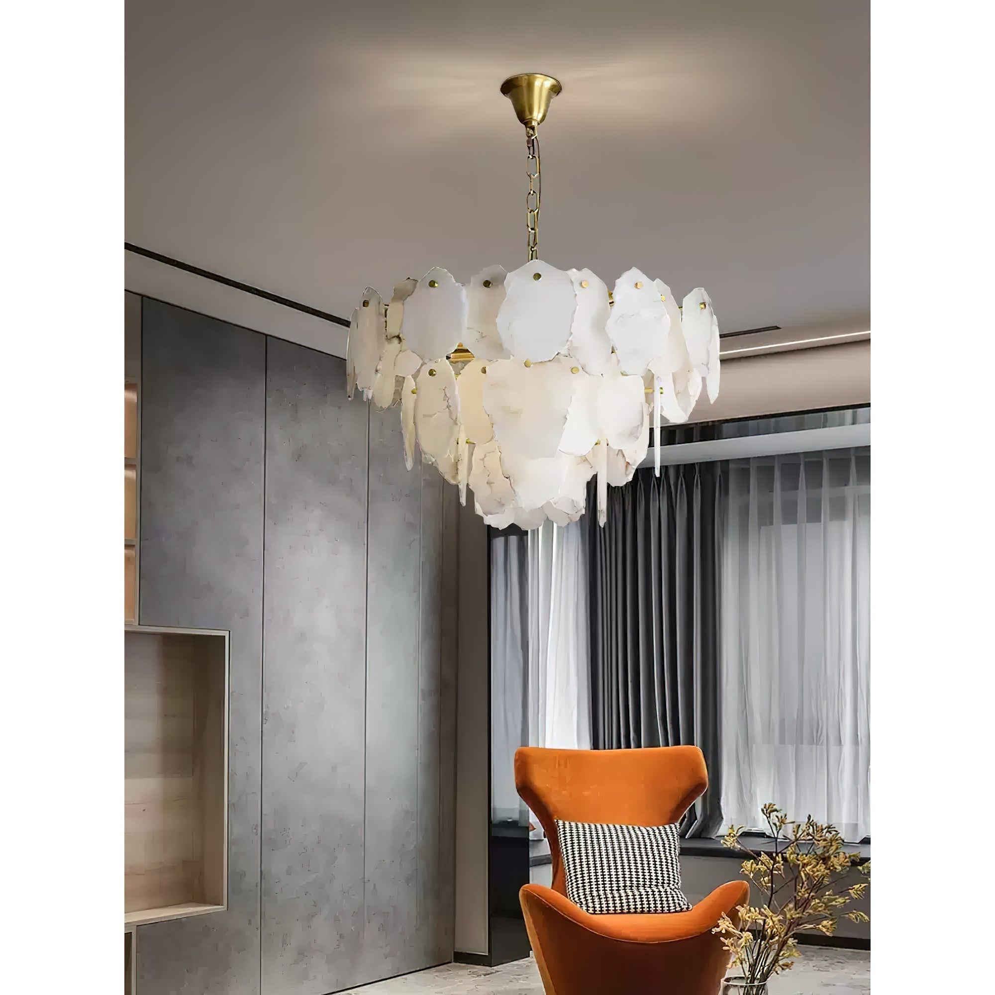Gloire Individual Creativity Brass Alabaster Chandelier - Lamp Copper