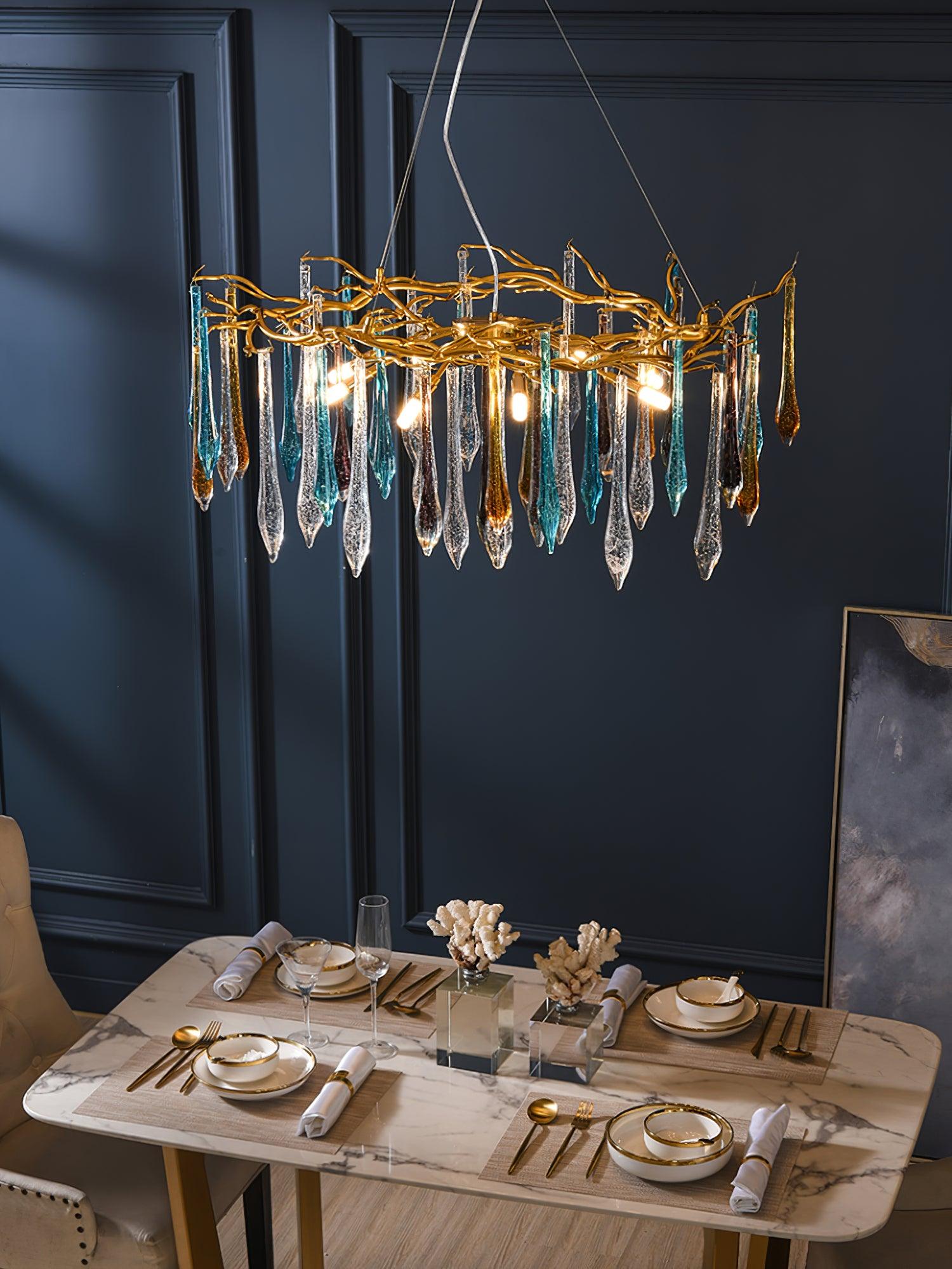 Aurora Chandelier Teardrop Glass Luxe - Letslighting