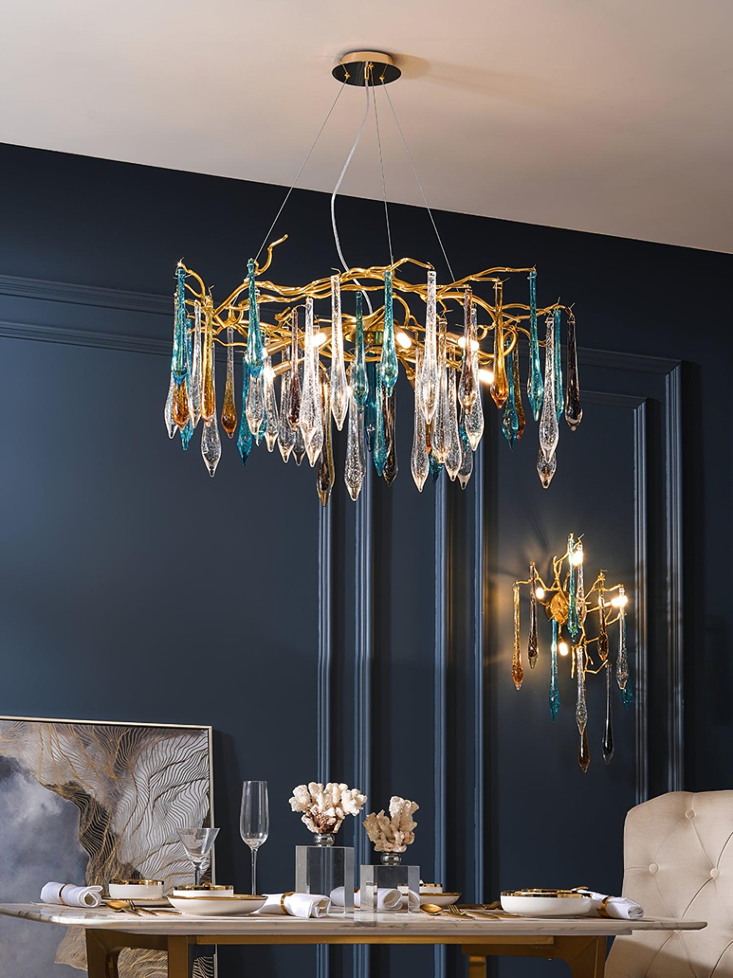 Aurora Chandelier Teardrop Glass Luxe - Letslighting