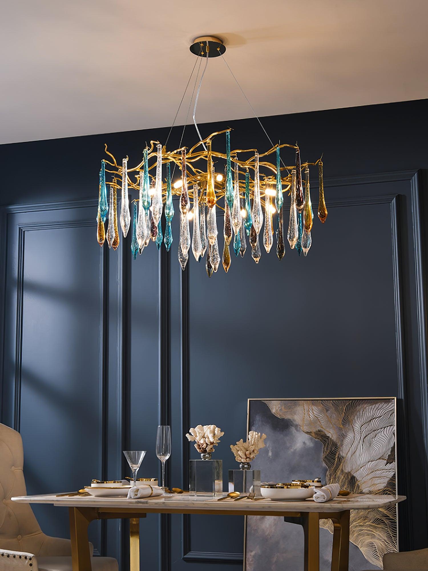Aurora Chandelier Teardrop Glass Luxe - Letslighting