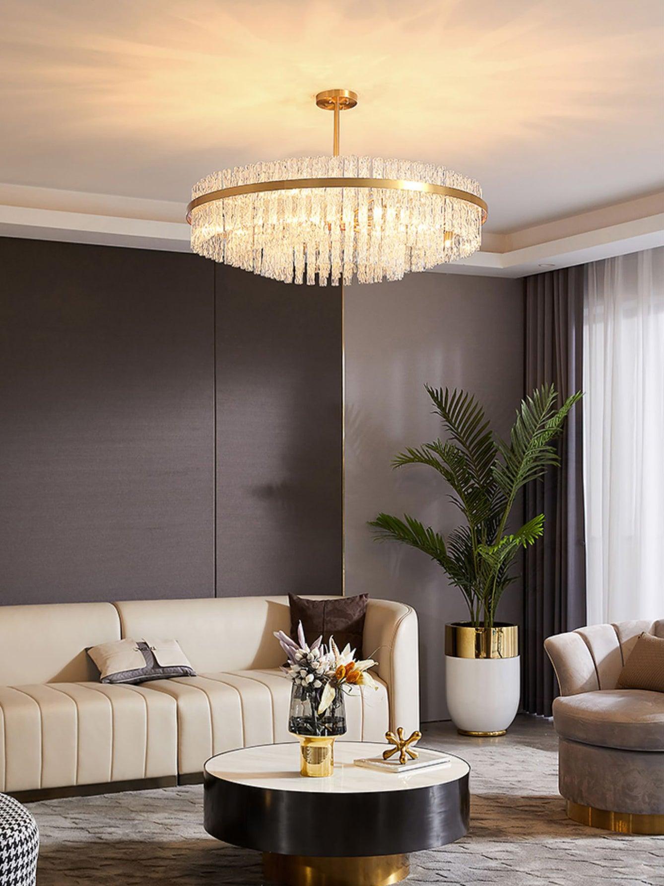 Gold & Clear Rod Chandelier - Letslighting