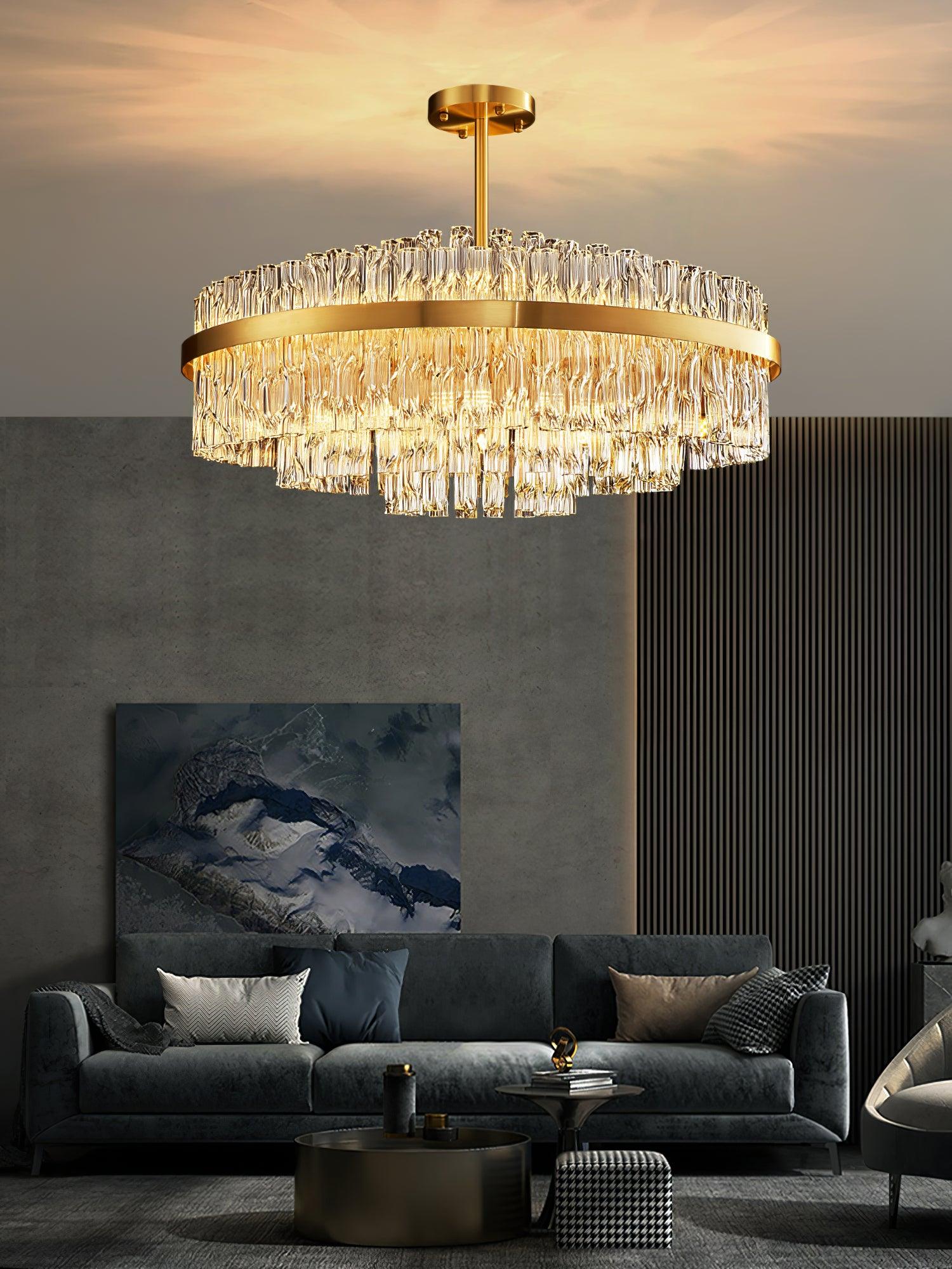 Gold & Clear Rod Chandelier - Letslighting