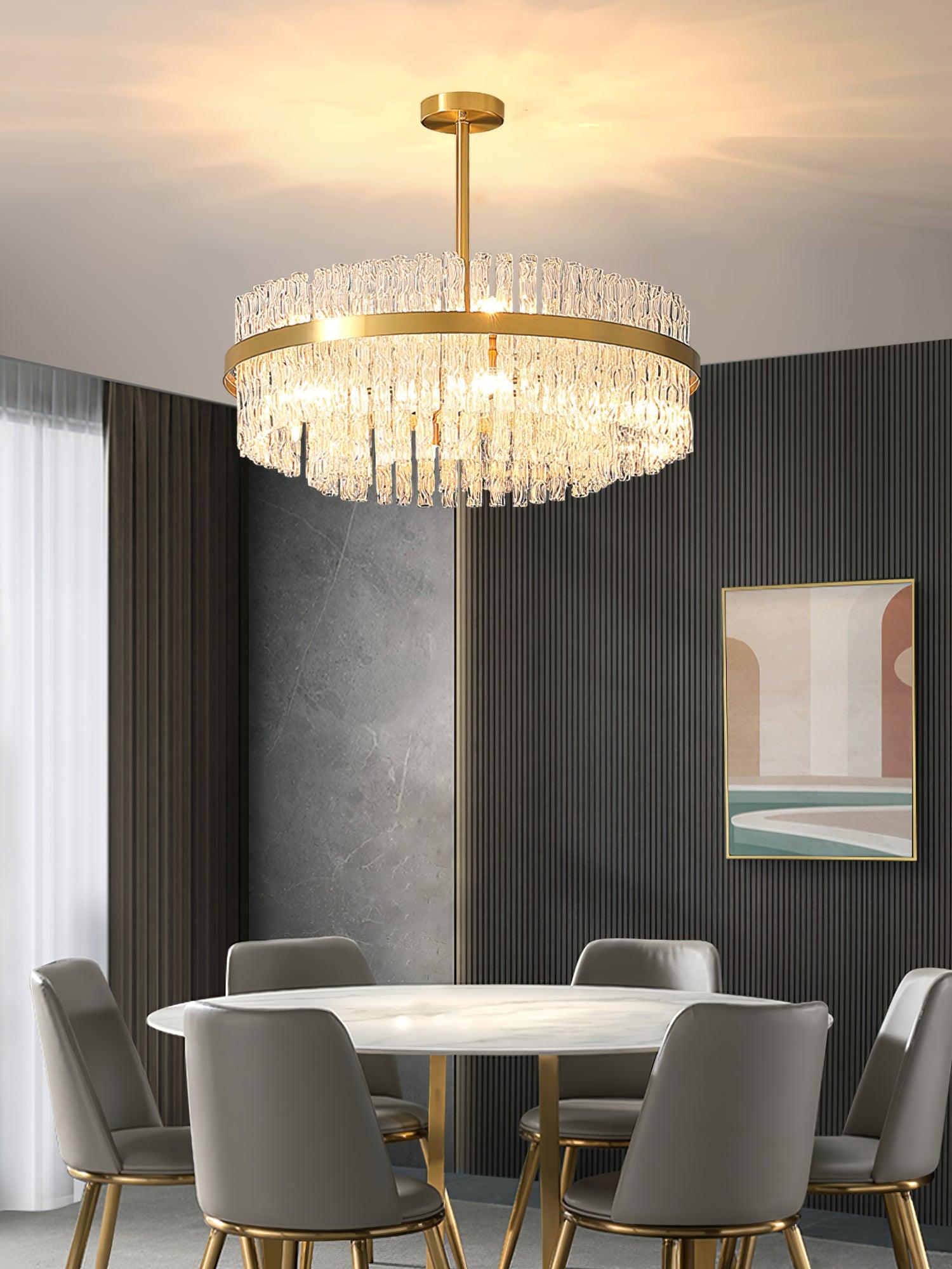 Gold & Clear Rod Chandelier - Letslighting